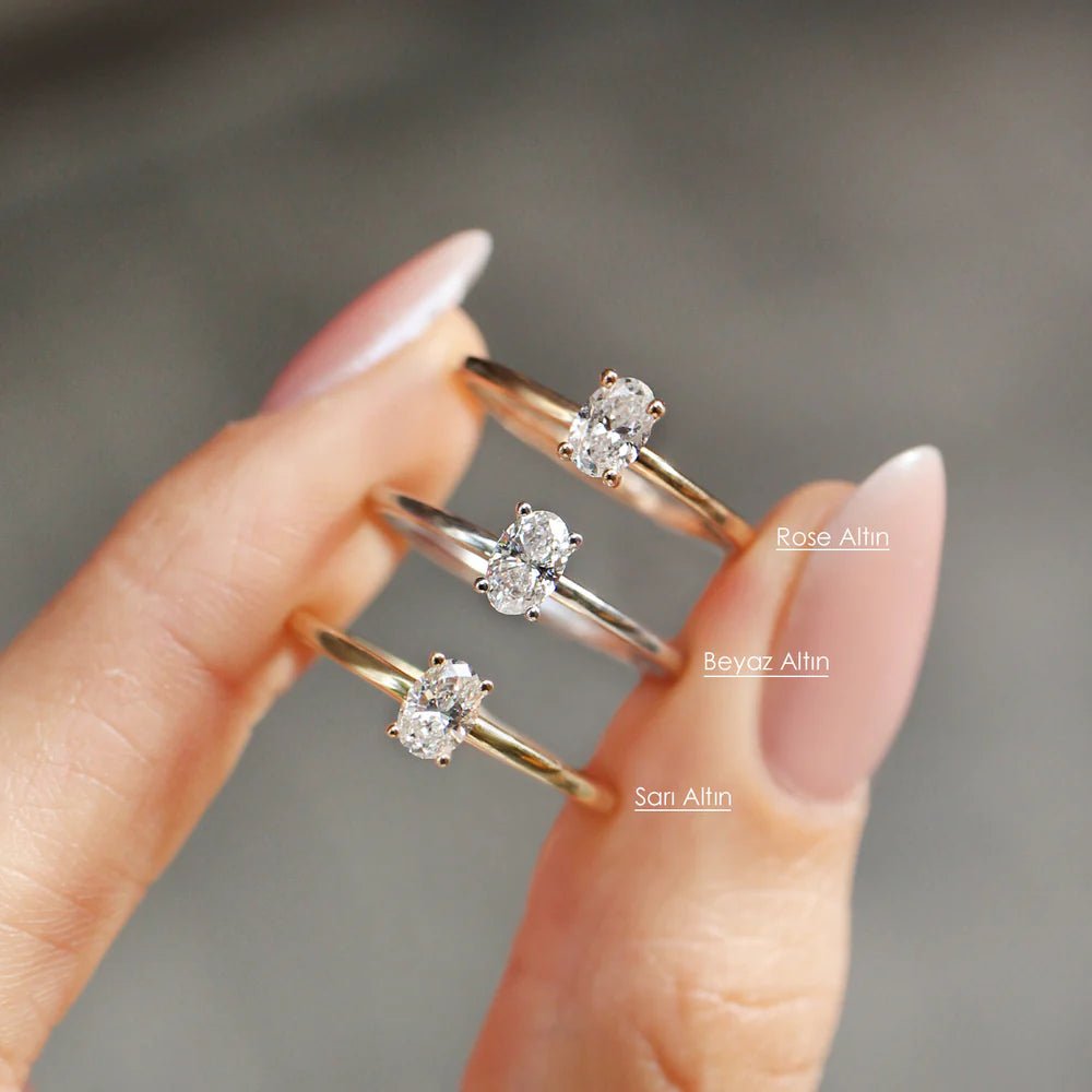 0.30 Karat E SI2 GIA Sertifikalı Oval Pırlanta Tektaş Yüzük - İnza Pırlanta
