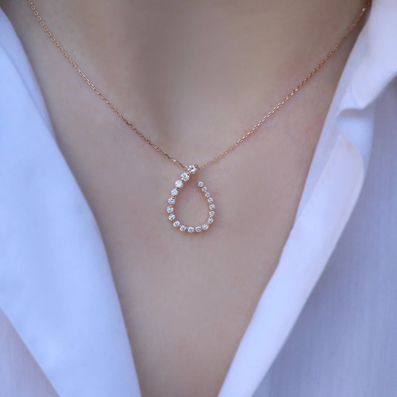 0.35 Karat Pırlantalı Damla Kolye - İnza Pırlanta