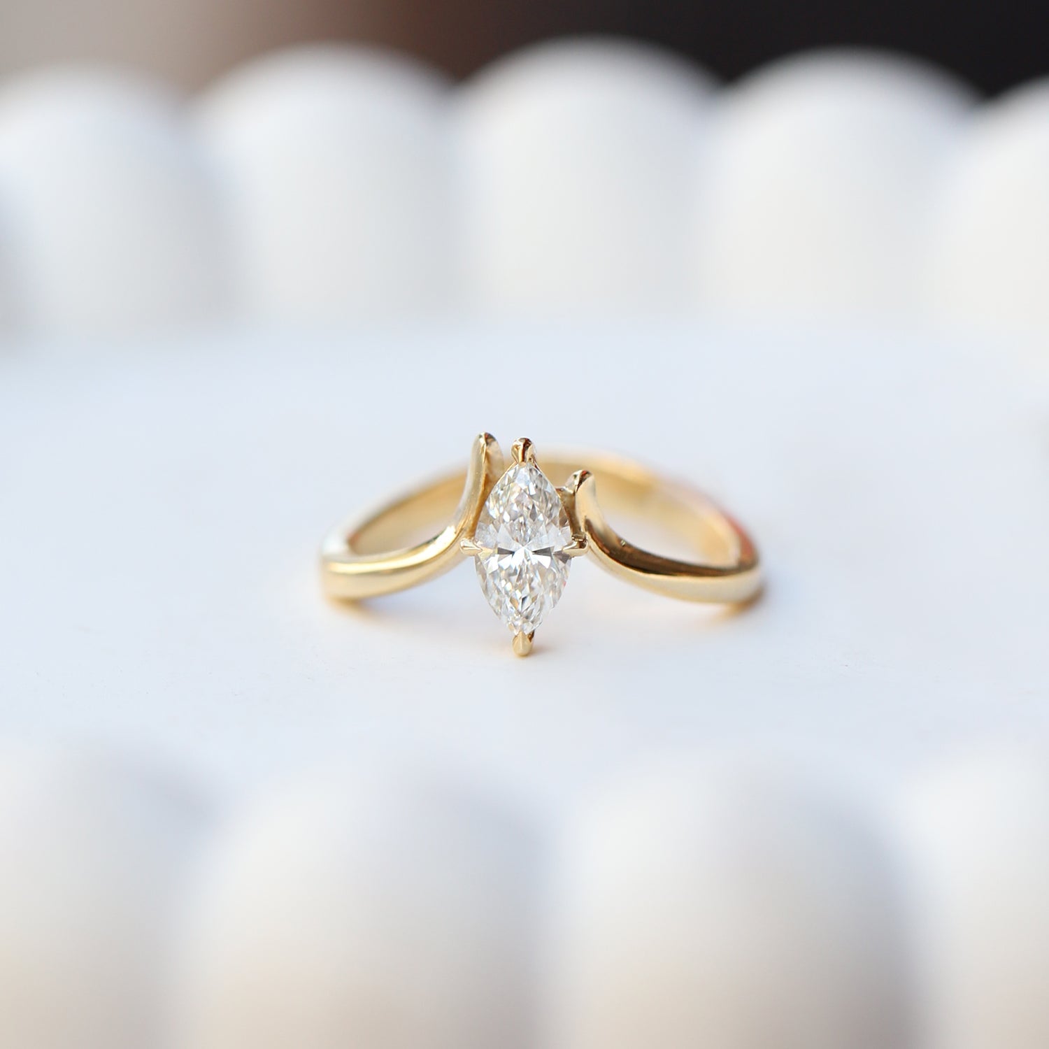 0.50 Karat Özel Tasarım Markiz Pırlanta Tektaş Yüzük - İnza Pırlanta