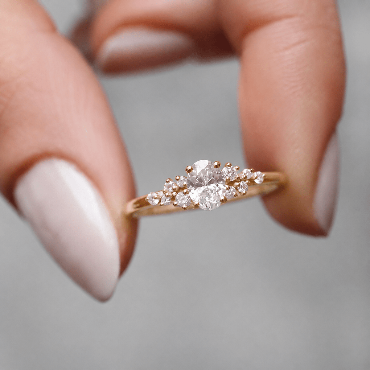 0.50 Karat Vintage Özel Tasarım Oval Asimetri Pırlanta Yüzük - İnza Pırlanta