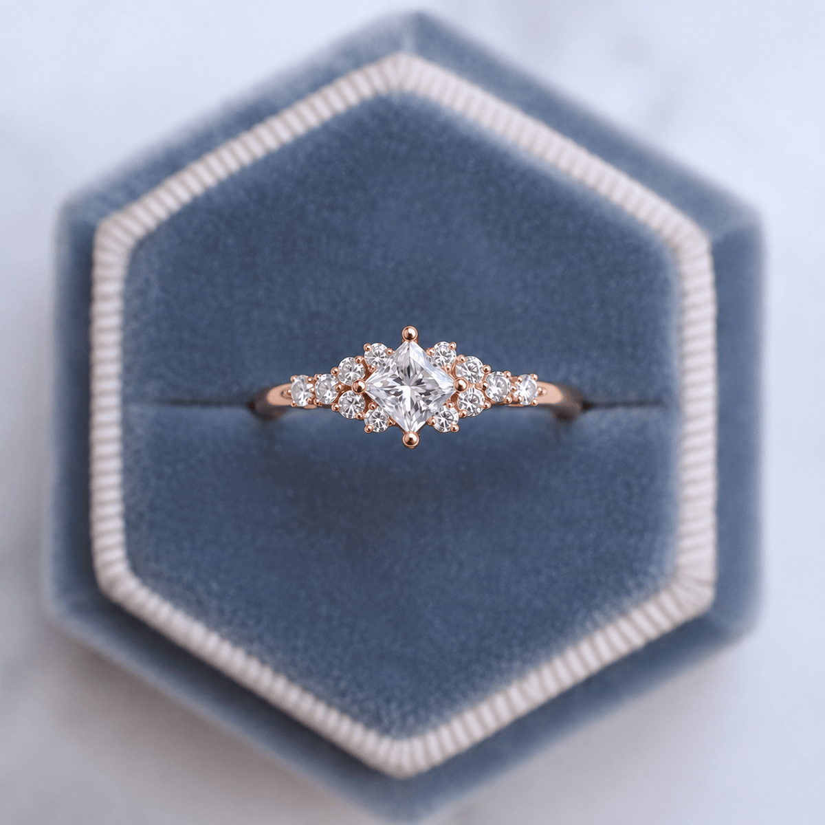 0.50 Karat Vintage Pırlanta Prenses Yüzük - İnza Pırlanta