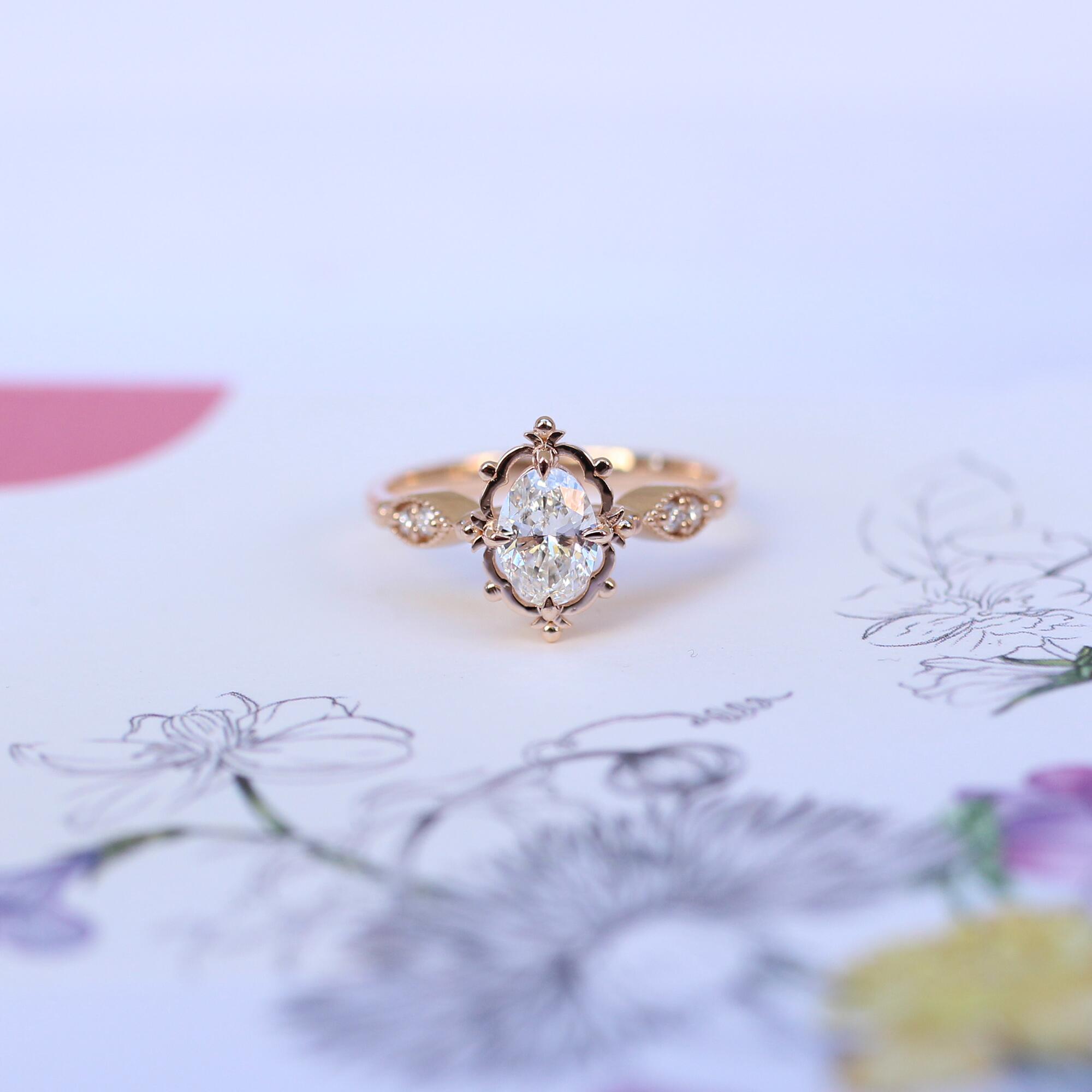 0.55 Karat Vintage Aria Tasarım Pırlanta Yüzük - İnza Pırlanta