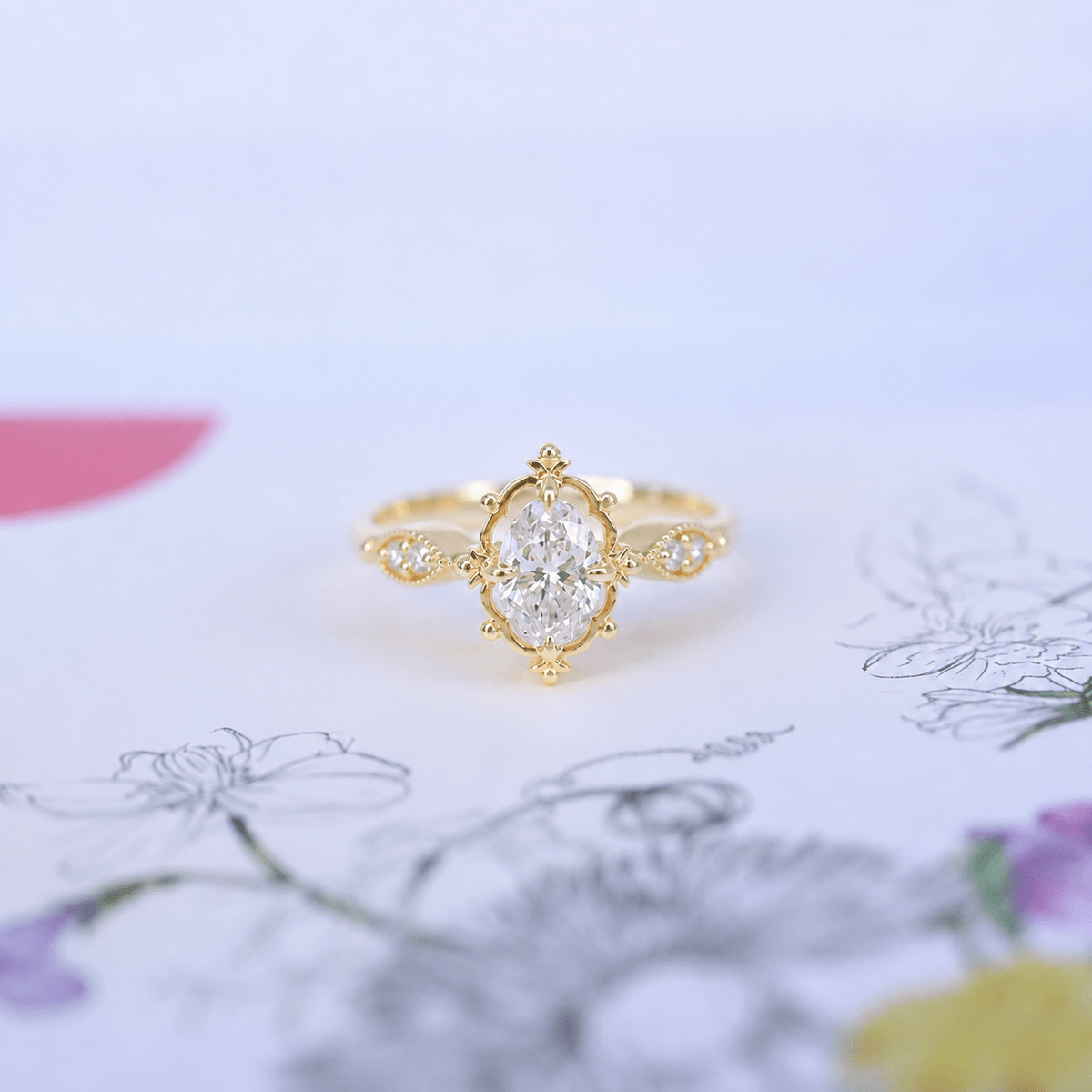 0.55 Karat Vintage Aria Tasarım Pırlanta Yüzük - İnza Pırlanta