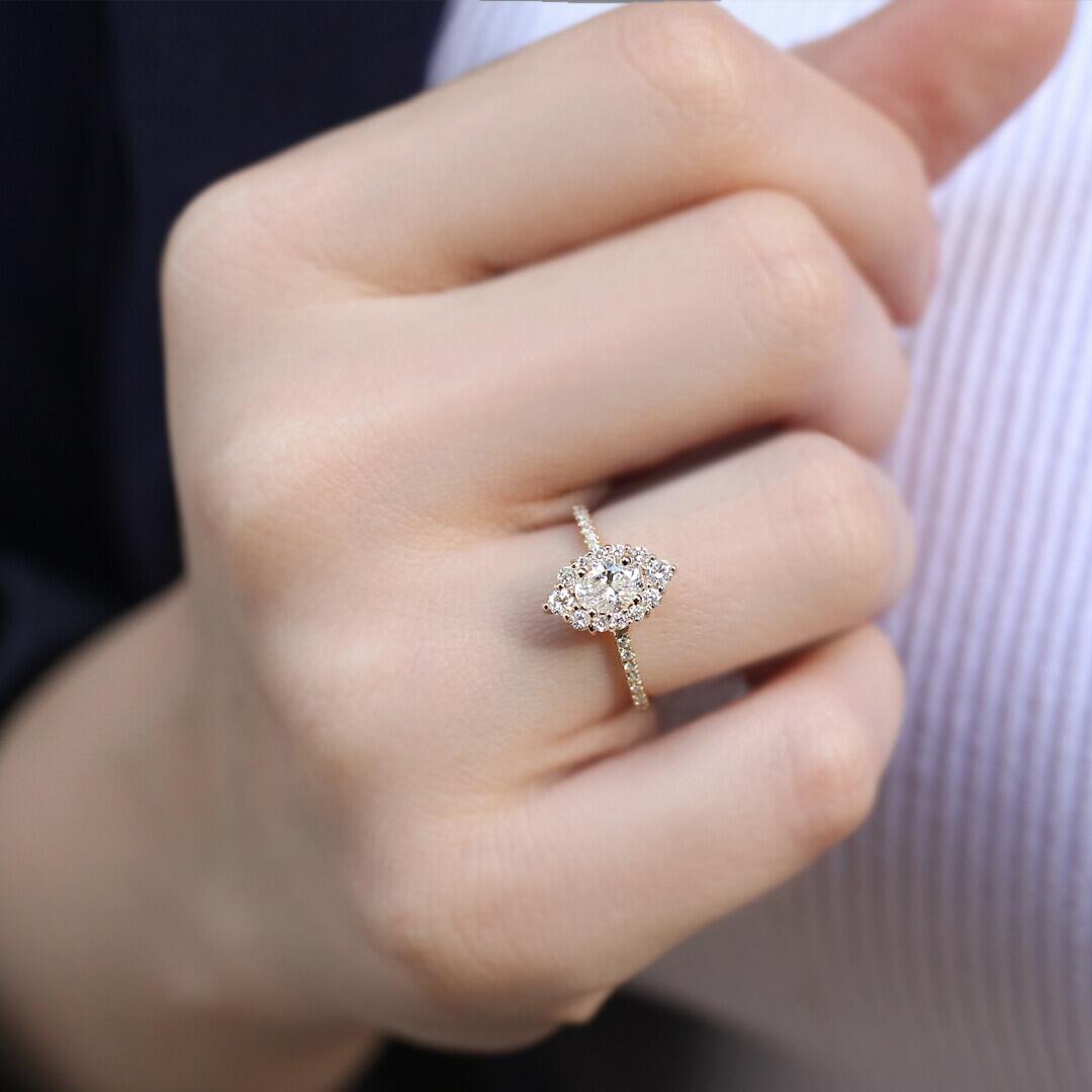 0.65 Karat Vintage Oval Lina Tasarım Pırlanta Yüzük - İnza Pırlanta