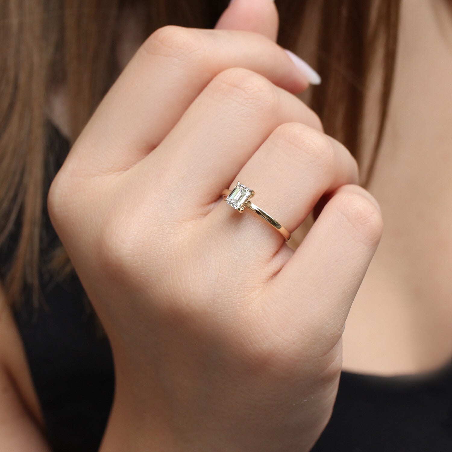 0.70 Karat F SI2 GIA Sertifikalı Emerald Pırlanta Tektaş Yüzük - İnza Pırlanta