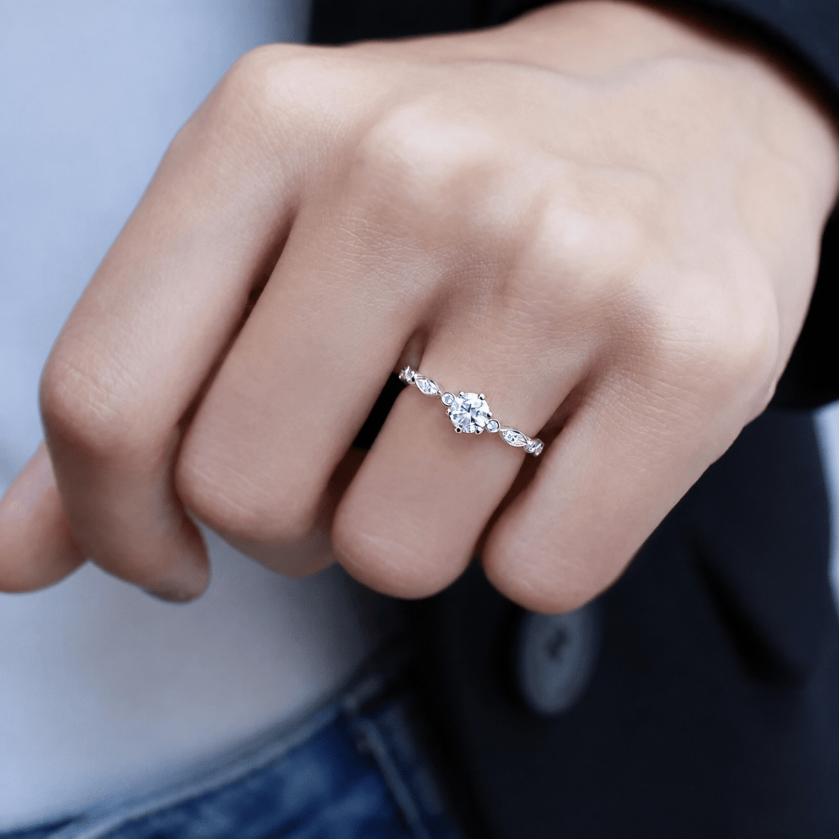 0.72 Karat Vintage Tasarım Pırlanta Tektaş Yüzük - İnza Pırlanta