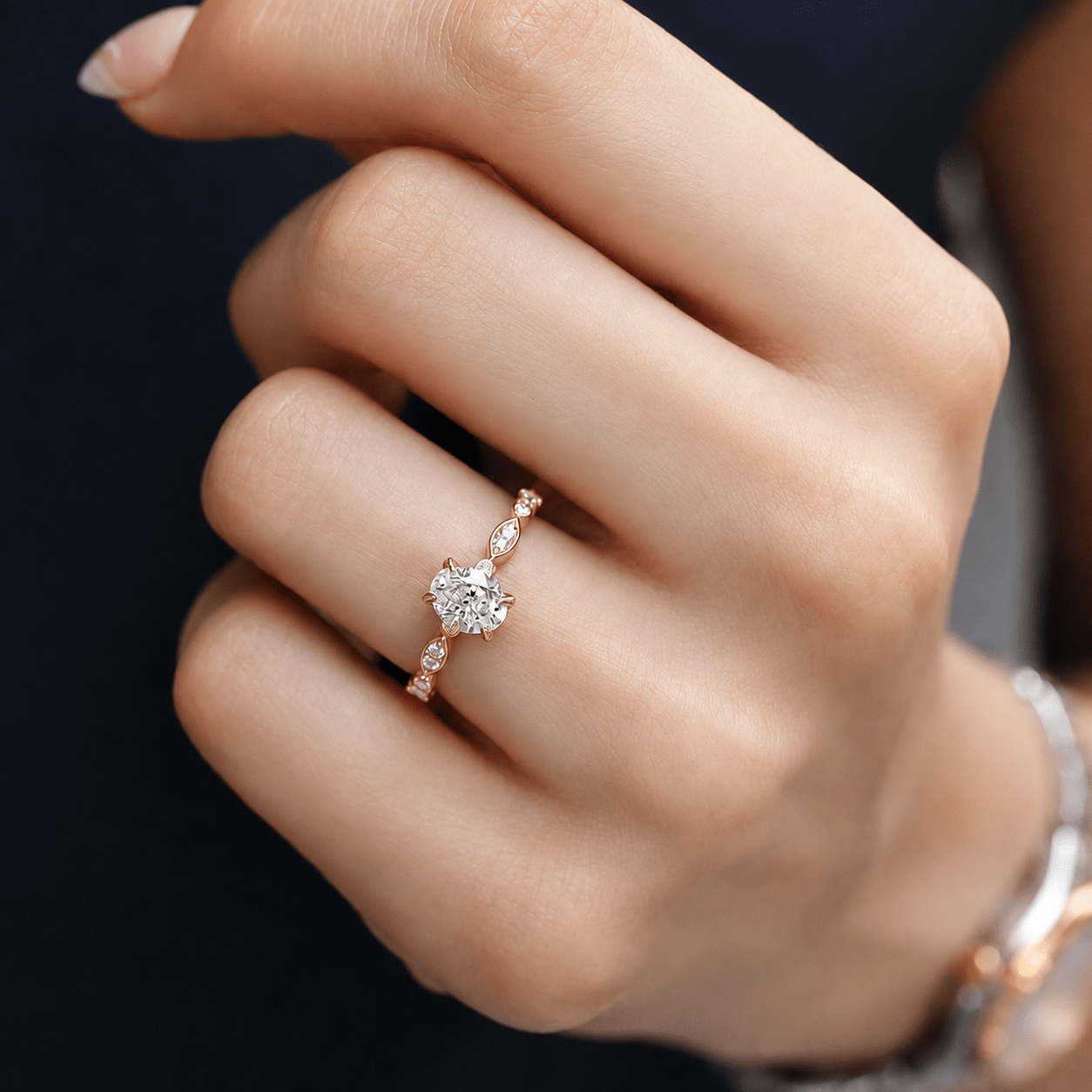 0.92 Karat Vintage Tasarım Oval Pırlanta Tektaş Yüzük - İnza Pırlanta