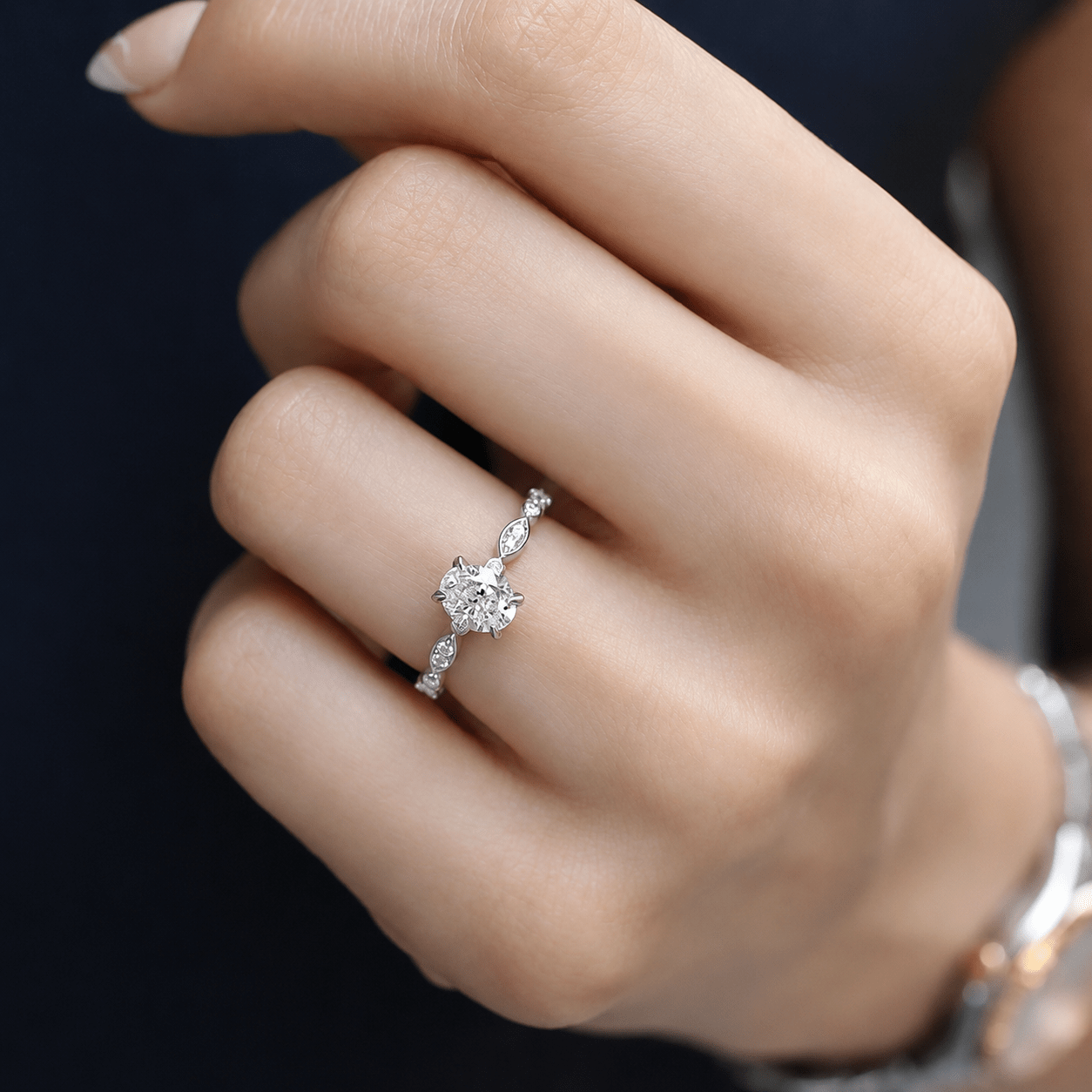 0.92 Karat Vintage Tasarım Oval Pırlanta Tektaş Yüzük - İnza Pırlanta