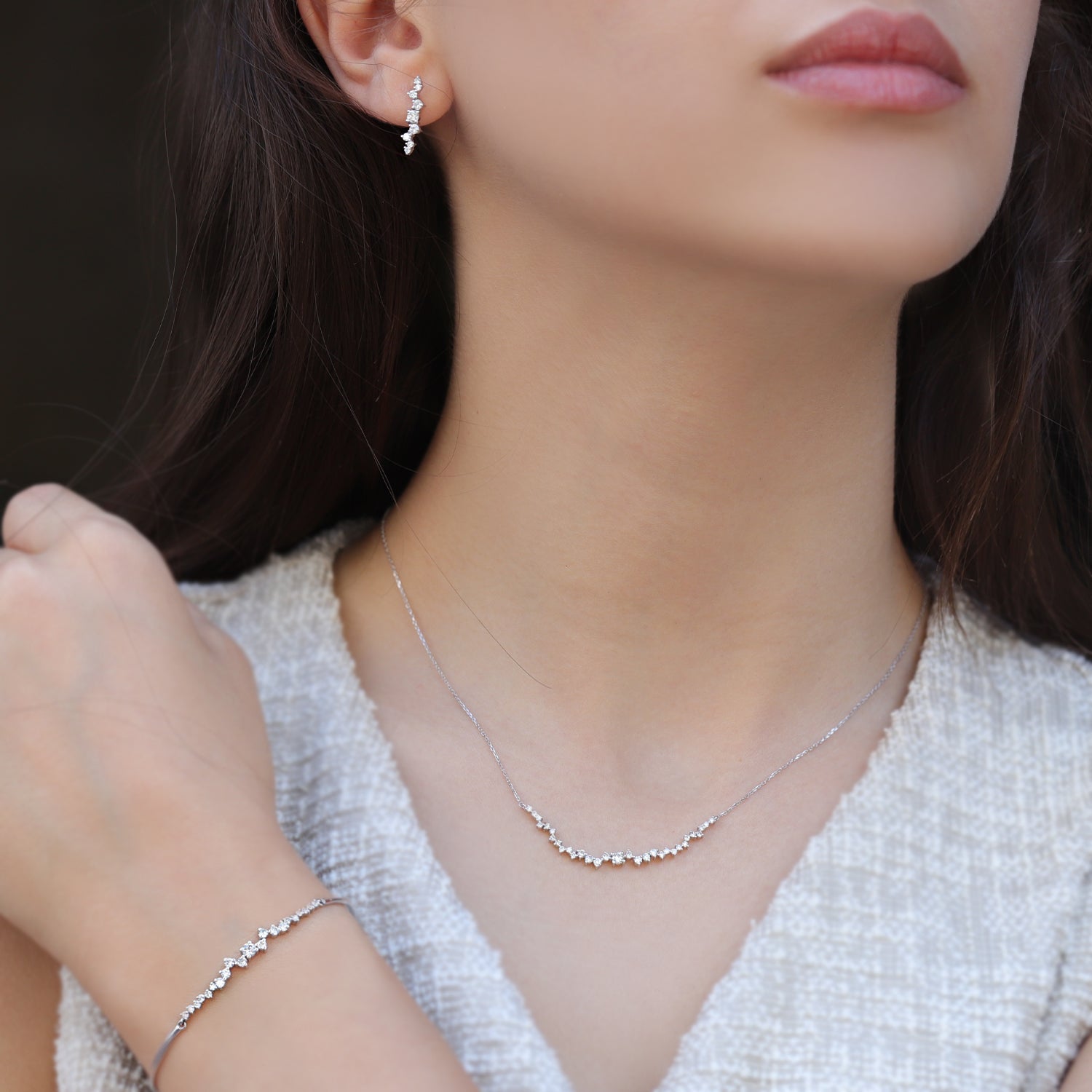 1.50 Karat Tasarım Pırlanta Asimetri Set - İnza Pırlanta