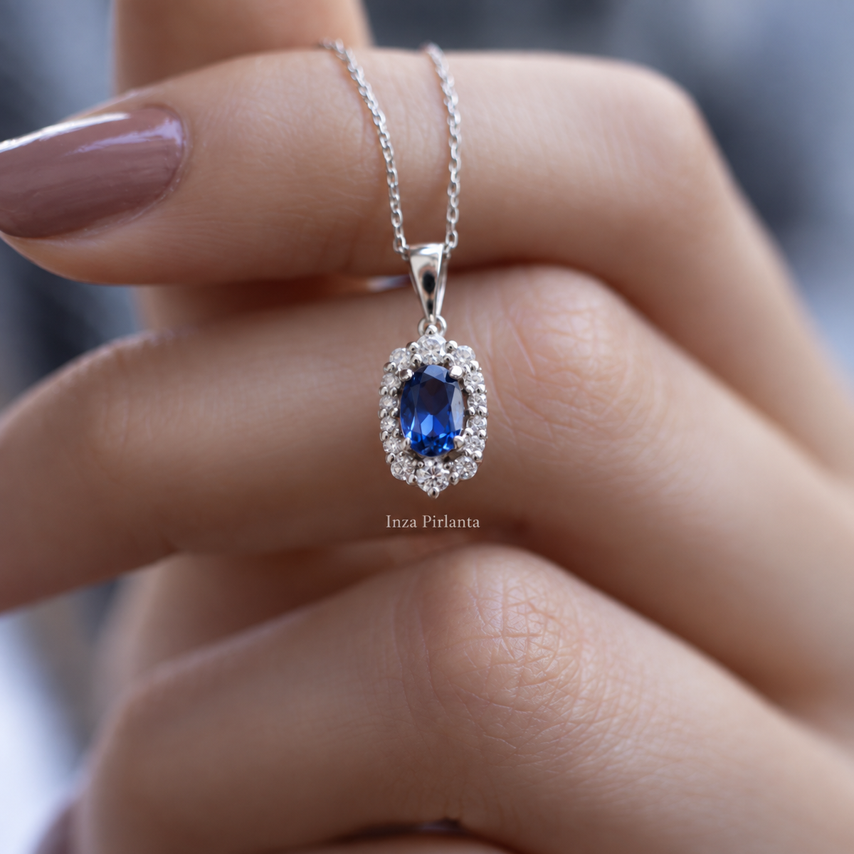 Özel Tasarım Blue Topaz & Pırlanta Kolye