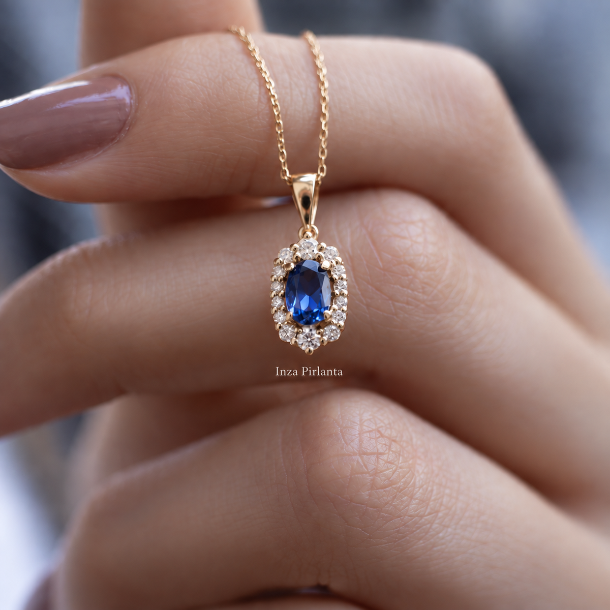 Özel Tasarım Blue Topaz & Pırlanta Kolye