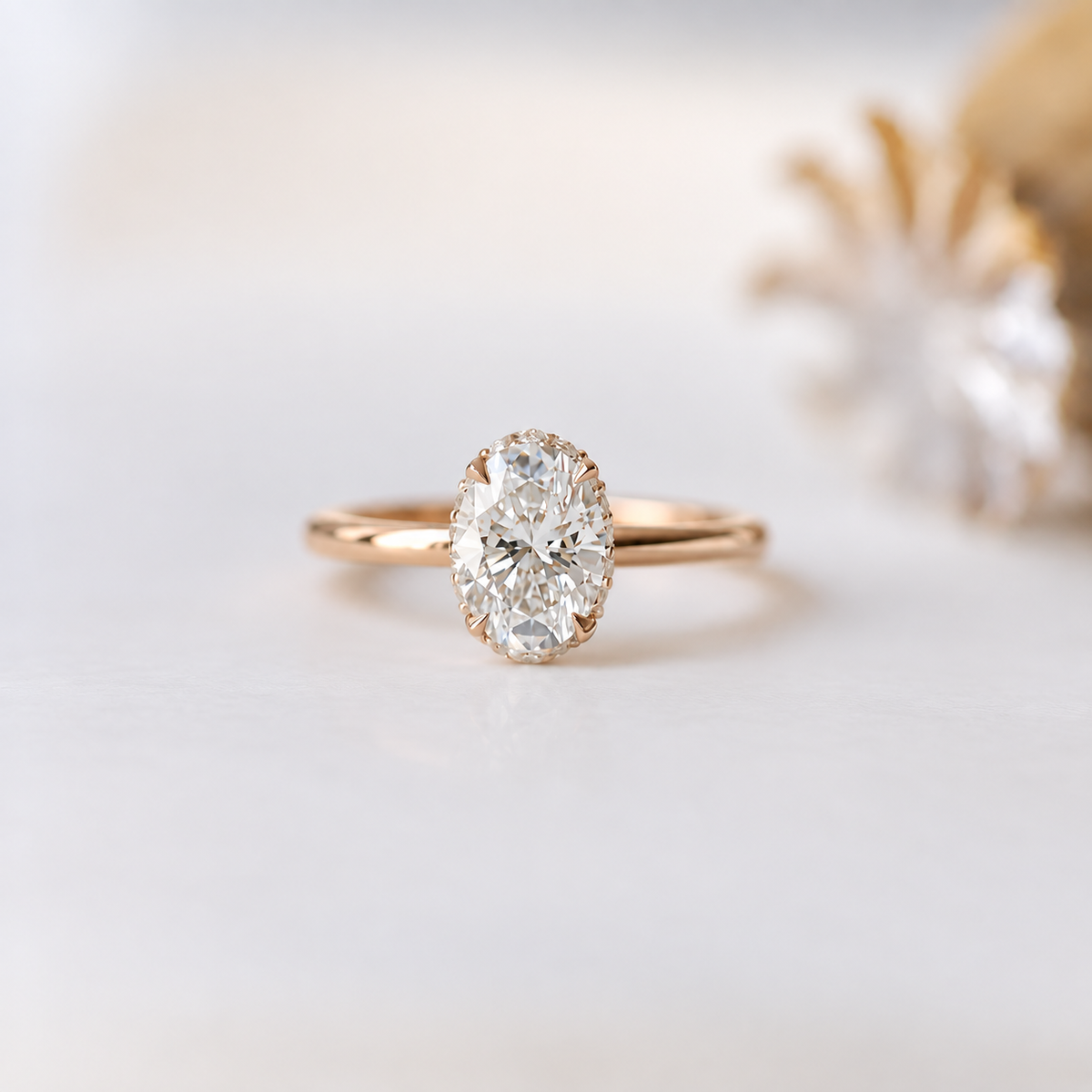 1.05 Karat F SI2 GIA-zertifizierter Lotus Diamantring
