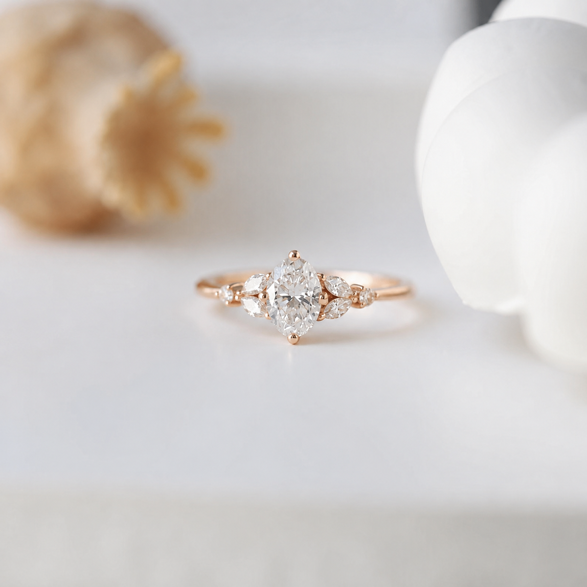 0.85 Carat F SI2 GIA Certified Pera Vintage Design Diamond Ring