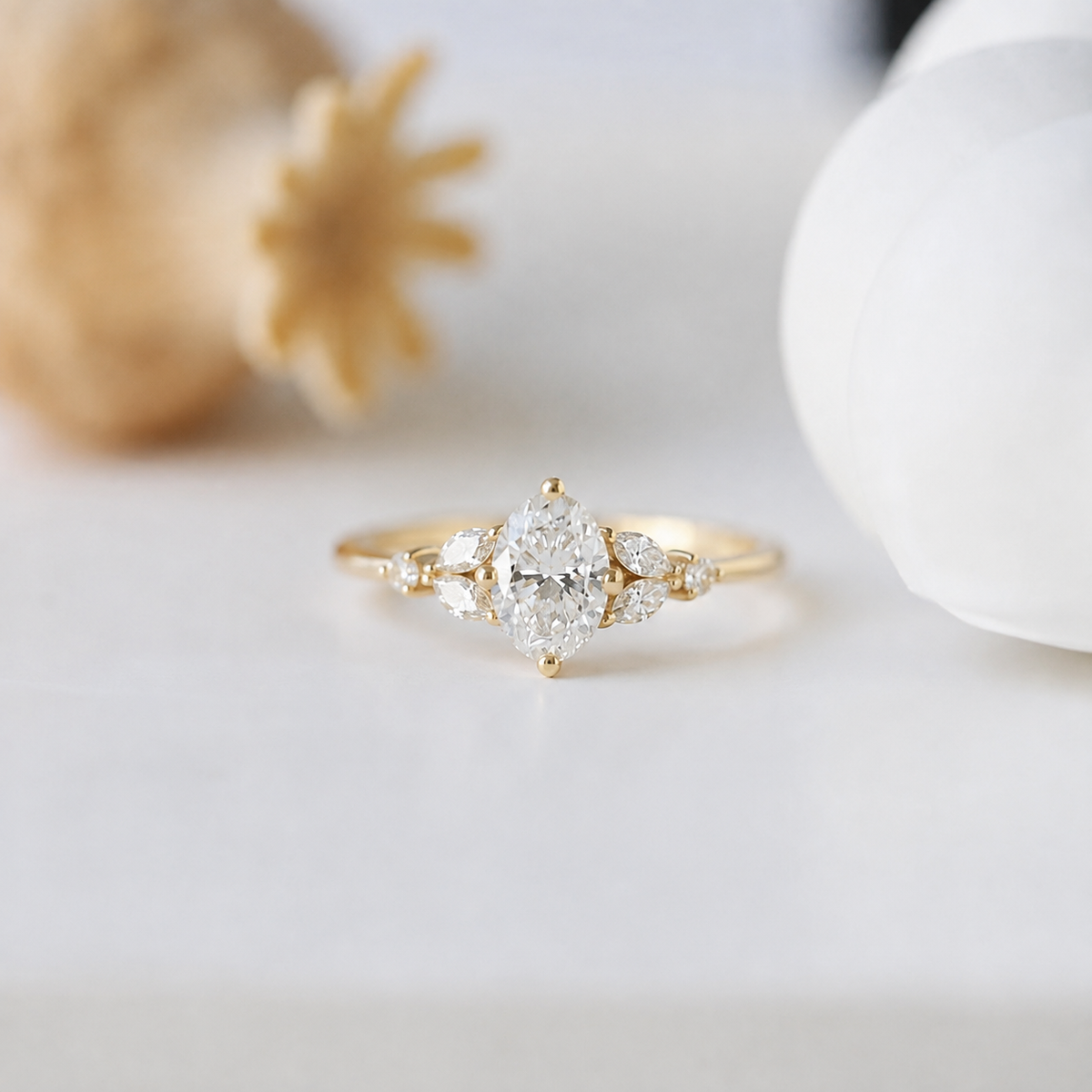 0.85 Carat D SI2 GIA Certified Pear Vintage Design Diamond Ring