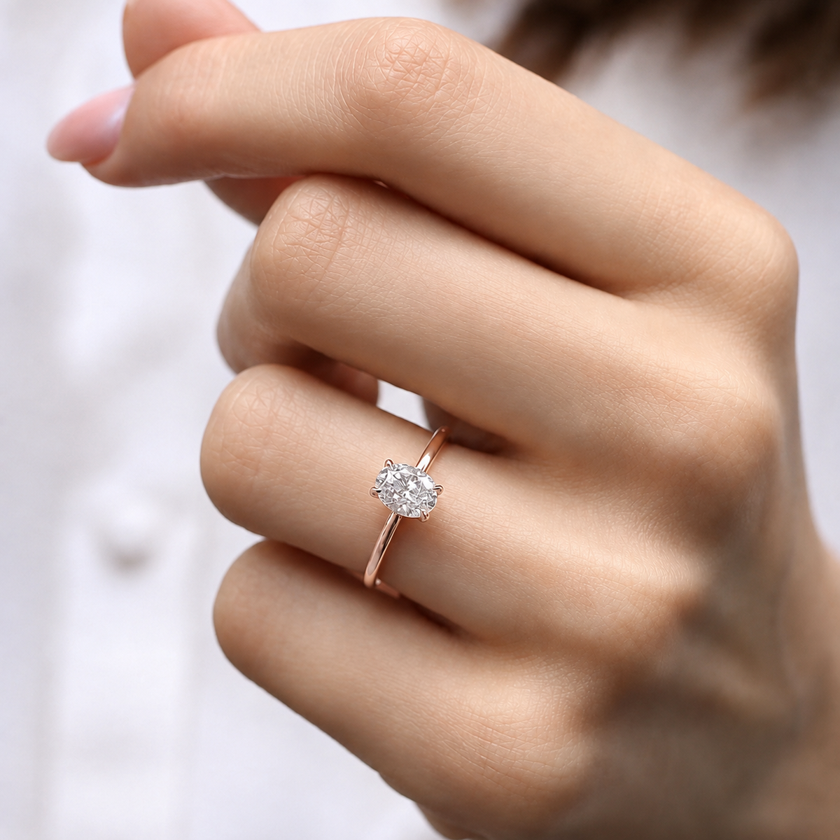 1,0 Karat F SI2 GIA-zertifizierter Ovalschliff Solitärring