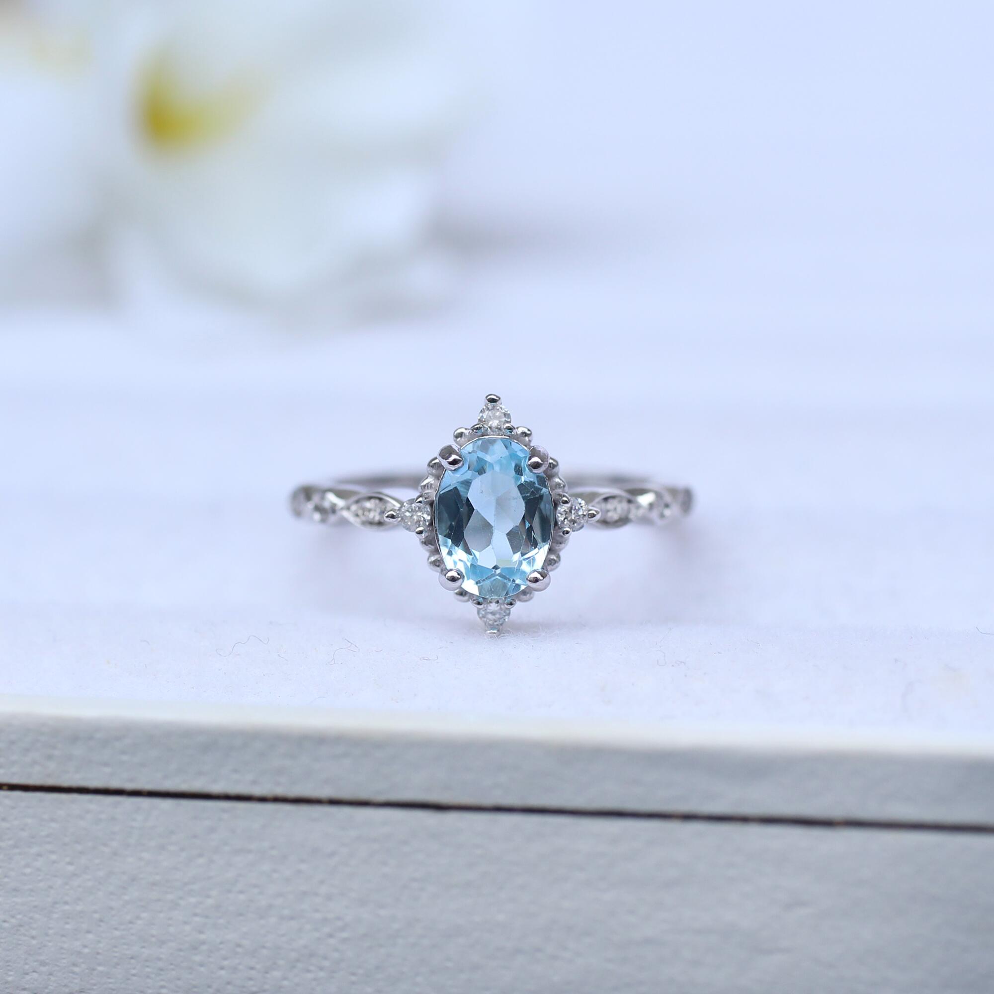 Vintage Aquamarine & Pırlanta Yüzük - İnza Pırlanta
