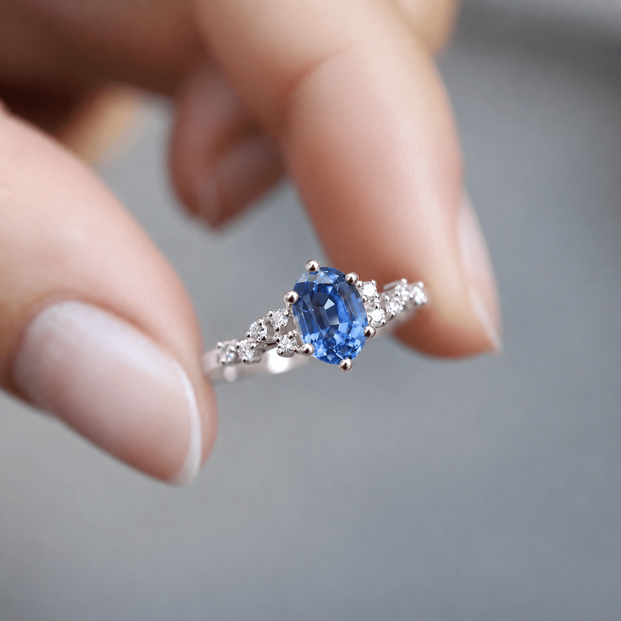 Vintage Asimetri Pırlanta & Blue Topaz Yüzük - İnza Pırlanta