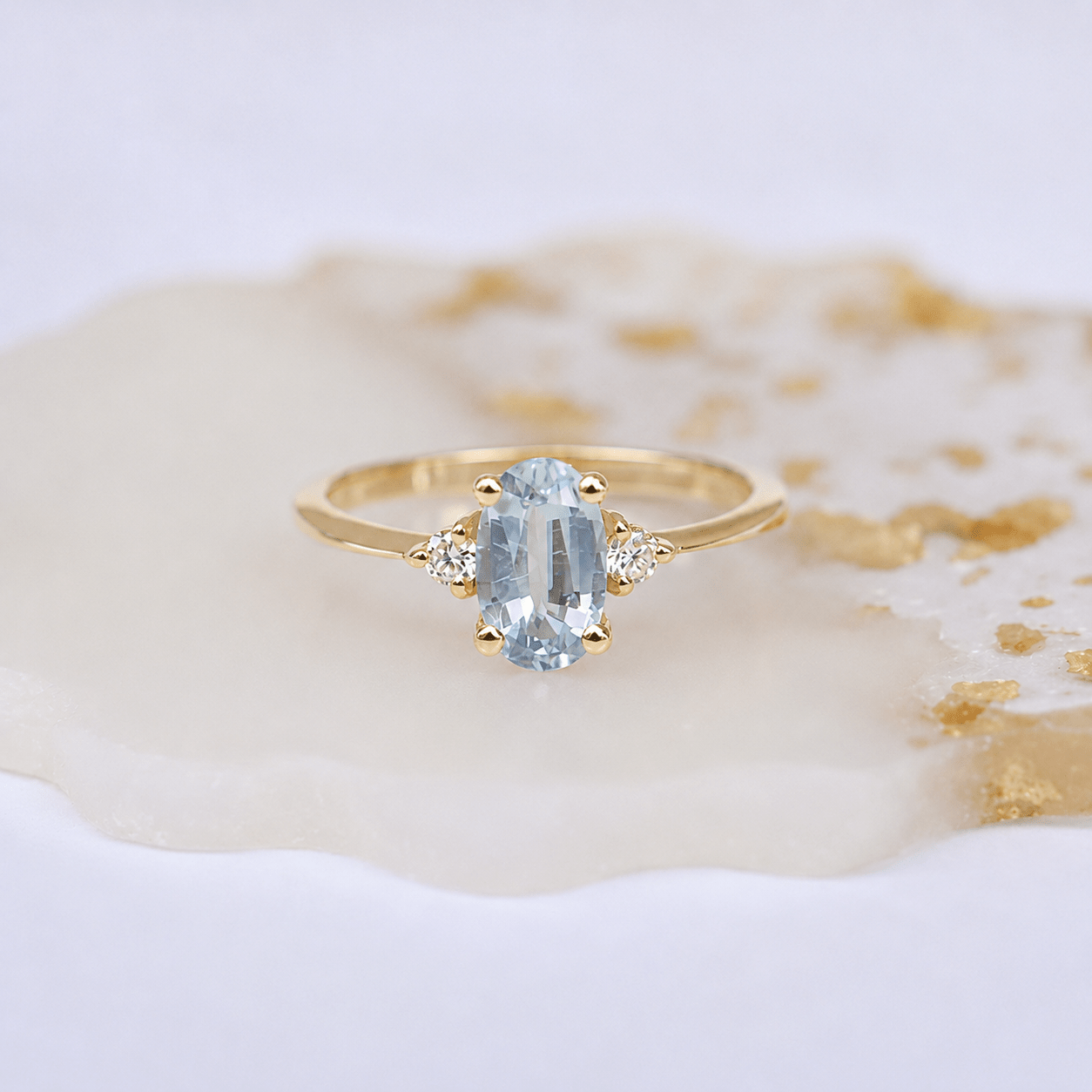 Vintage Blue Topaz & Pırlanta Yüzük - İnza Pırlanta