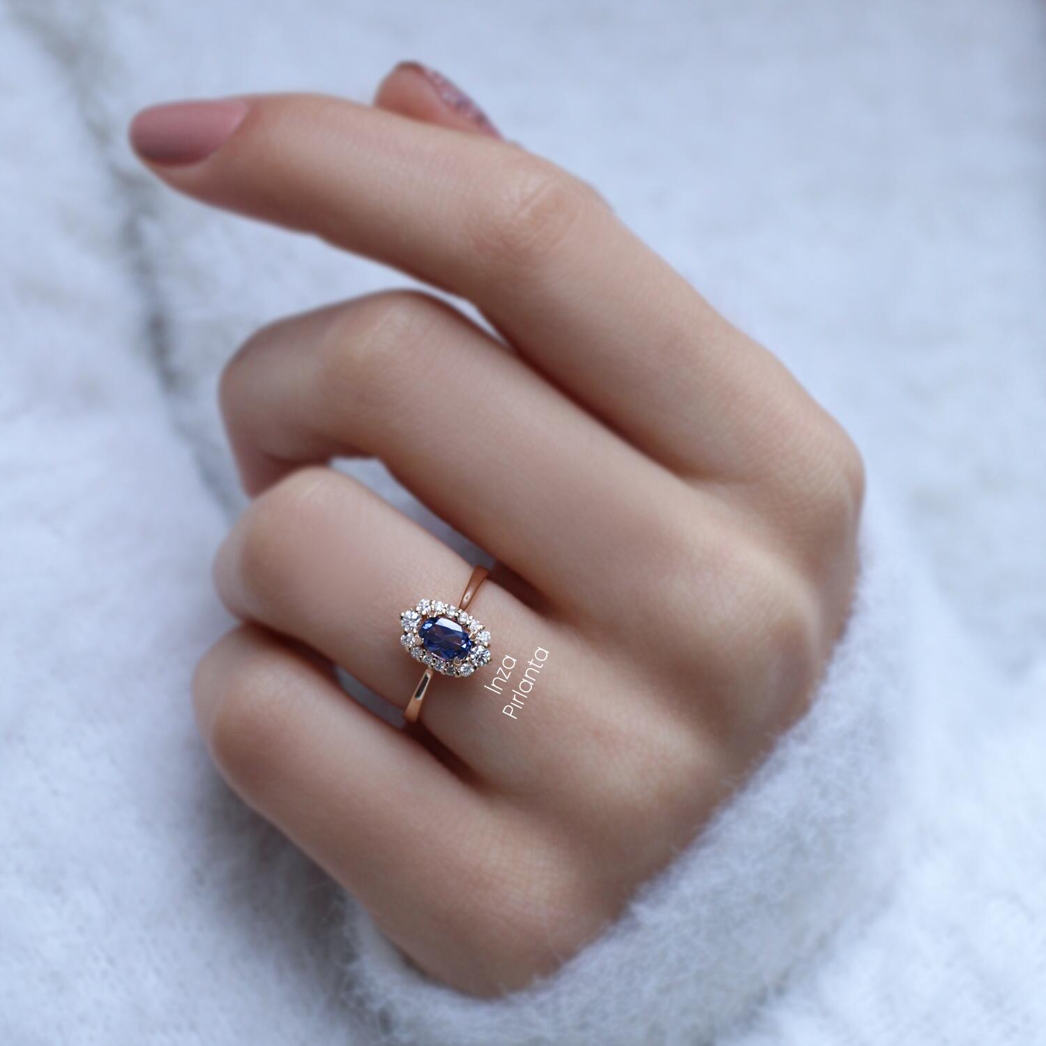 Vintage Blue Topaz & Pırlanta Yüzük - İnza Pırlanta