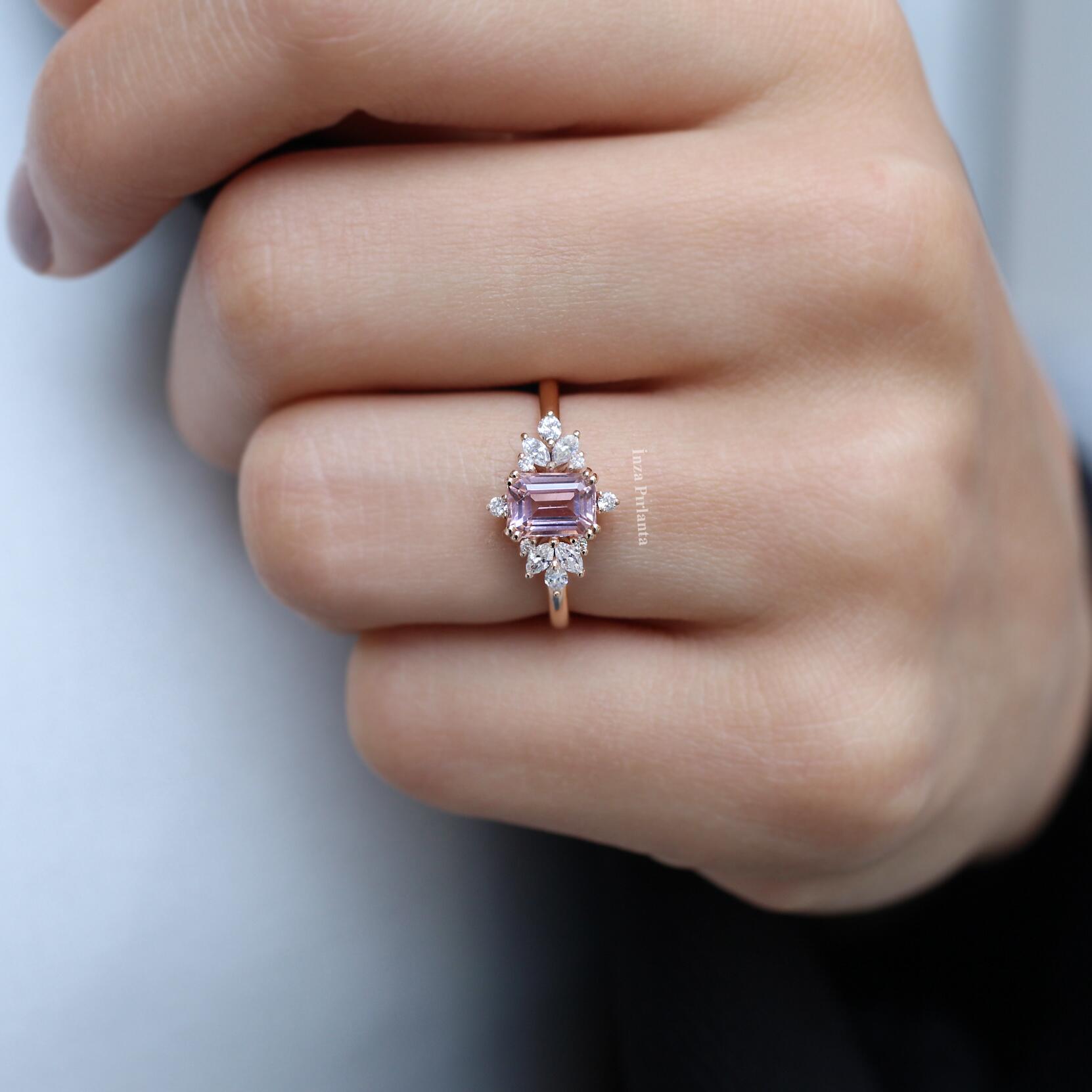 Vintage Flora Vintage Morganite & Pırlanta Yüzük - İnza Pırlanta