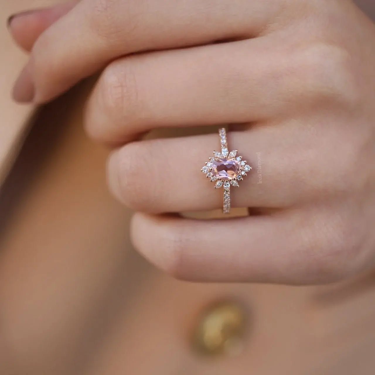 Vintage Hera Morganite & Pırlanta Yüzük - İnza Pırlanta