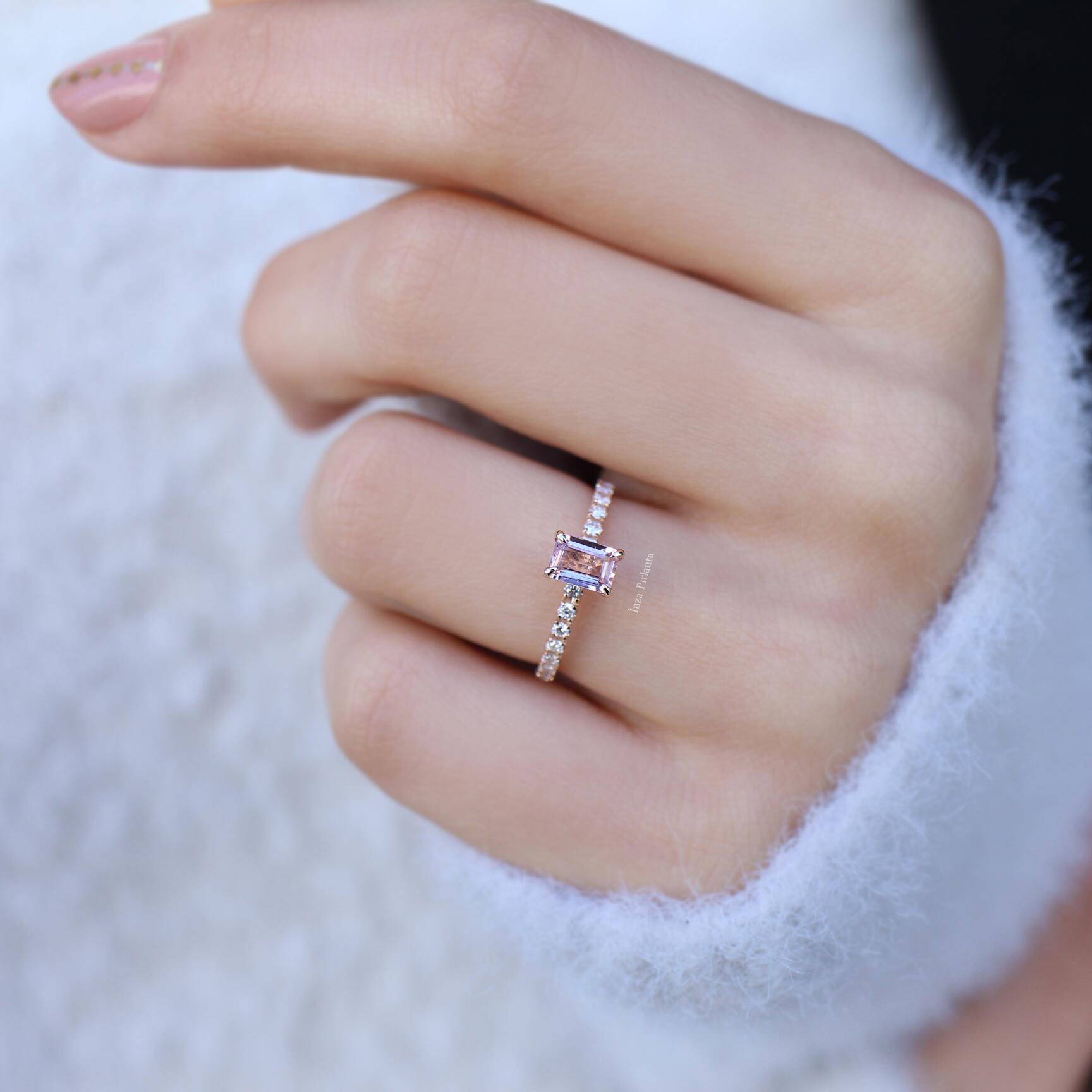 Vintage Morganite & Pırlanta Yüzük - İnza Pırlanta