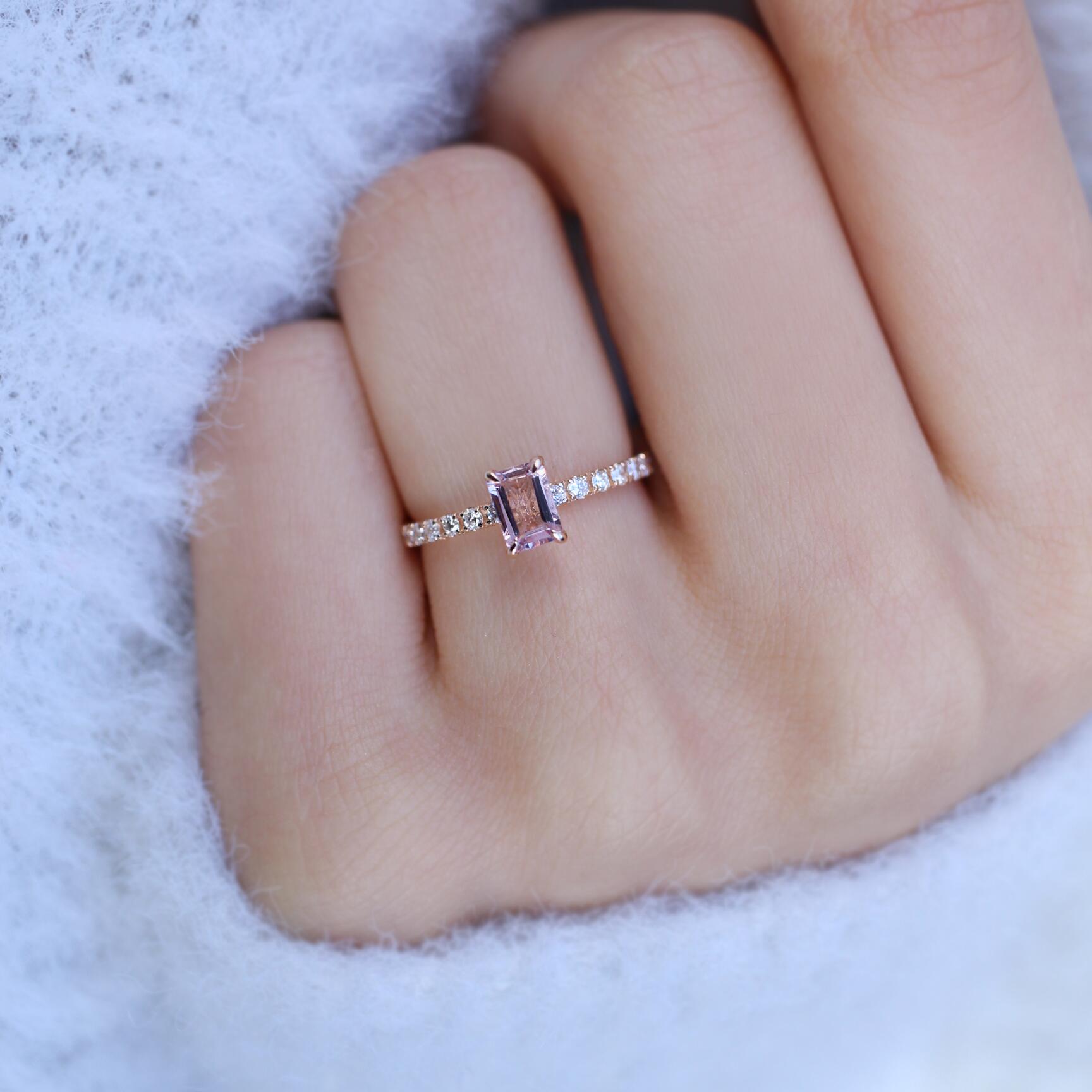 Vintage Morganite & Pırlanta Yüzük - İnza Pırlanta