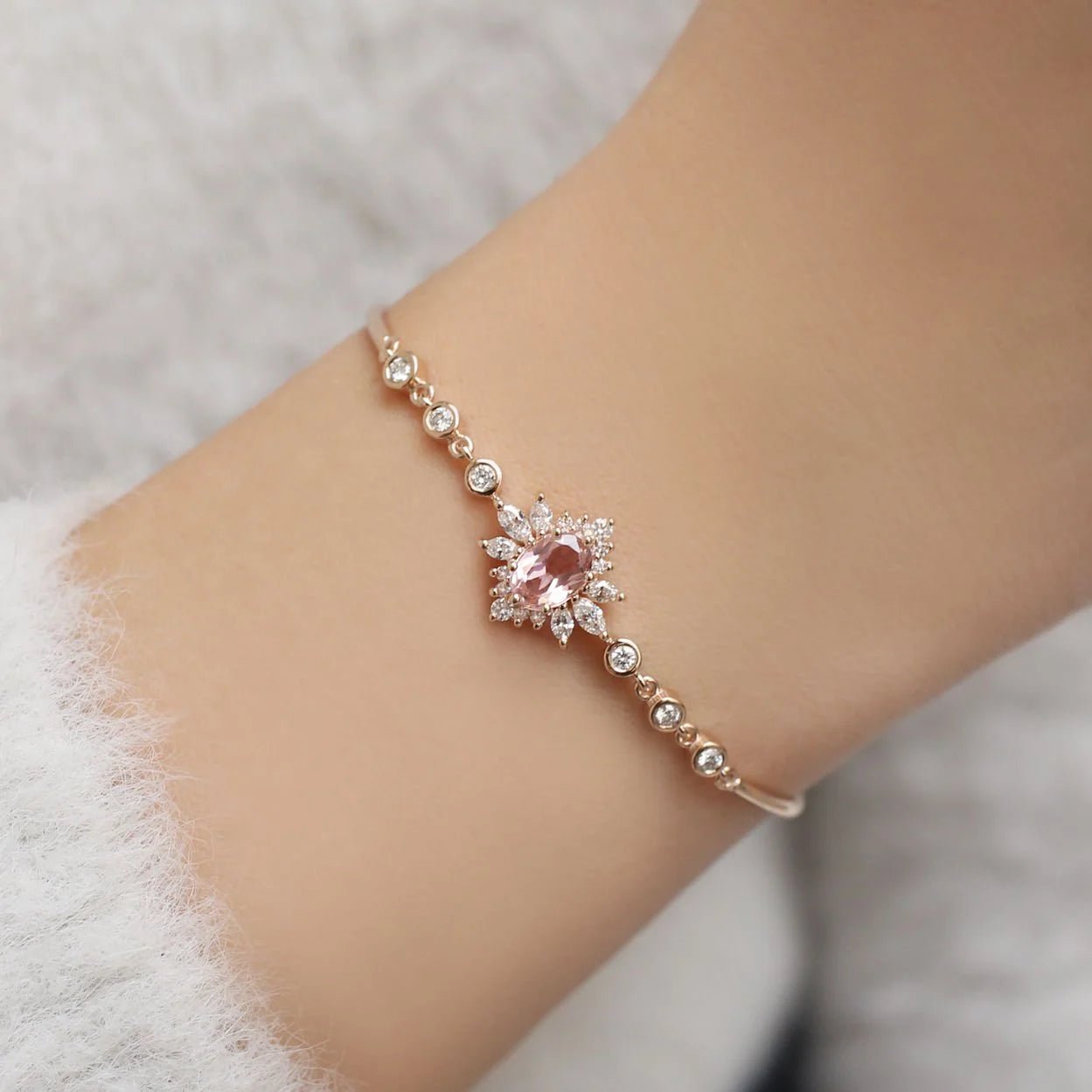 Vintage Özel Tasarım Artemis Morganite & Pırlanta Bileklik - İnza Pırlanta