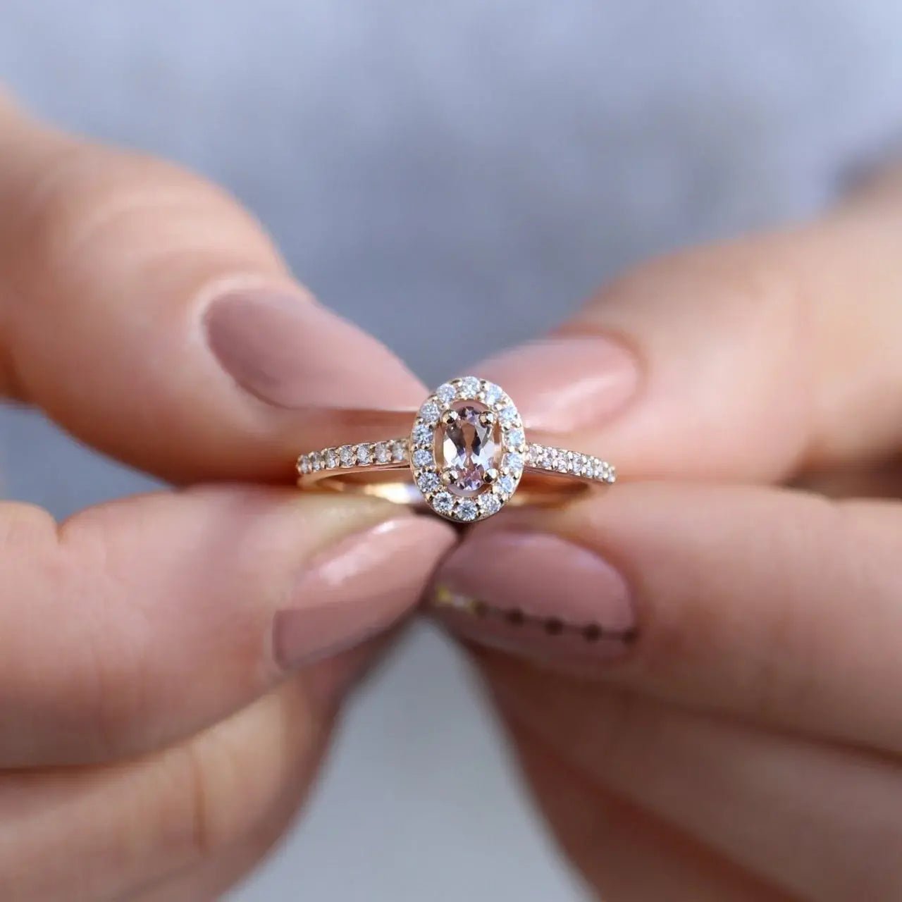 Vintage Oval Morganite & Pırlanta Yüzük - İnza Pırlanta