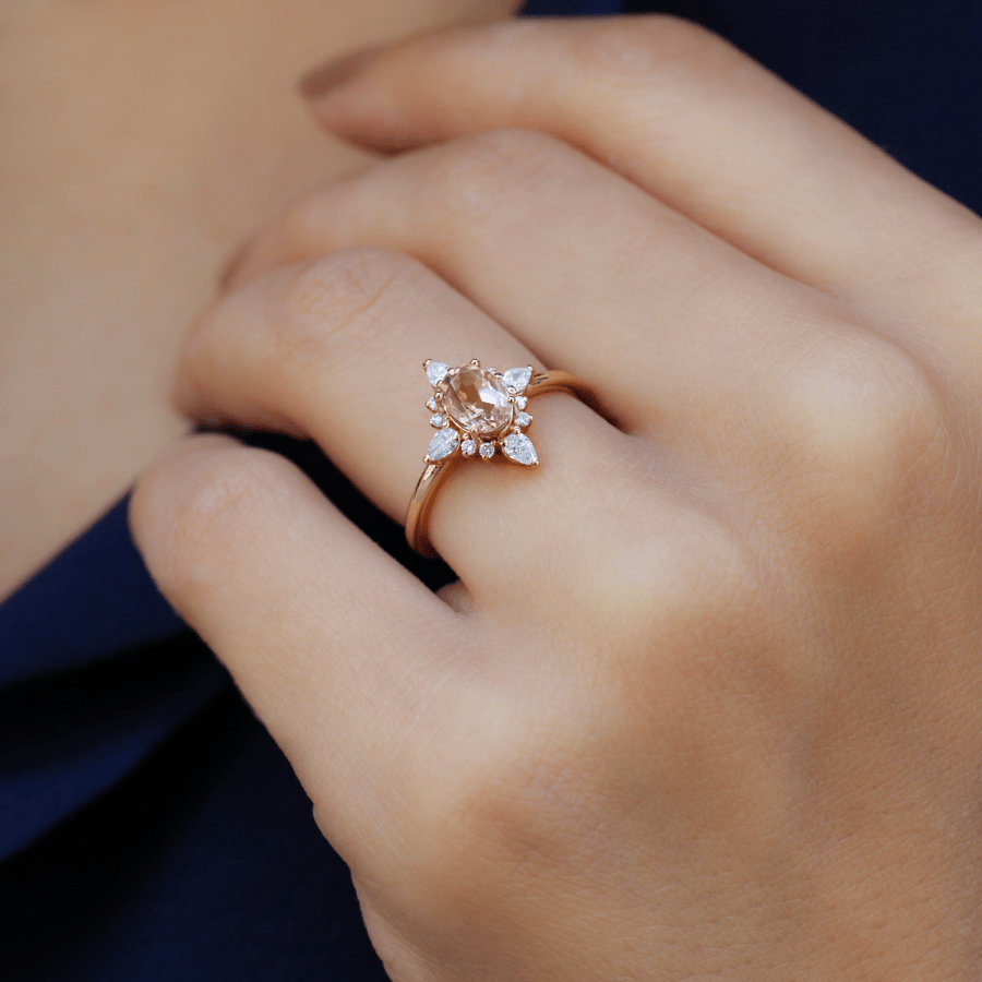 Vintage Selius Morganite & Pırlanta Yüzük - İnza Pırlanta