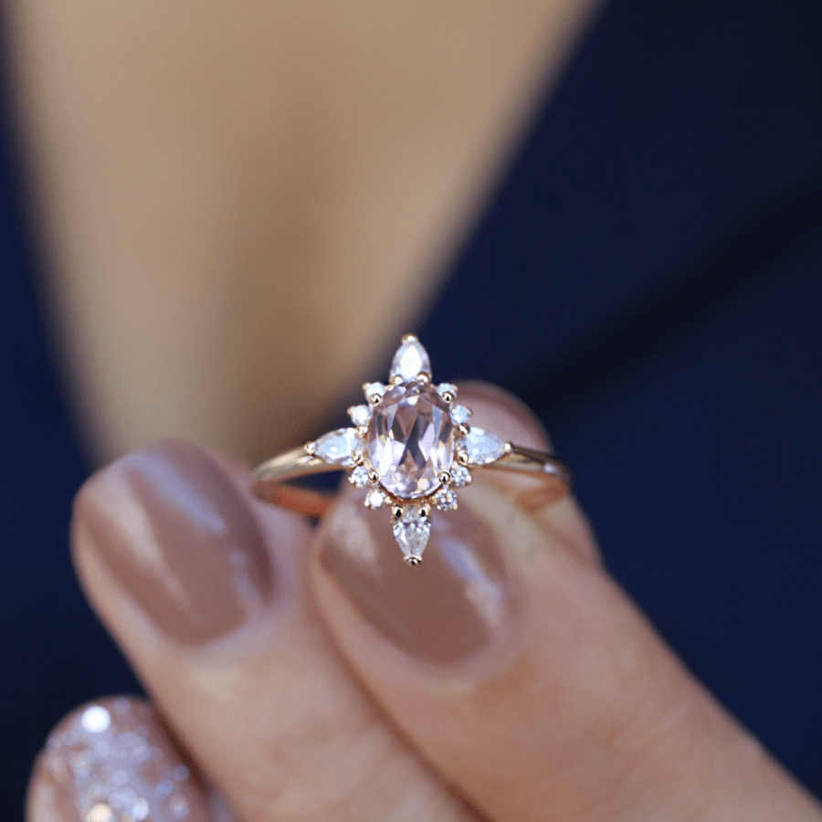 Vintage Selius Morganite & Pırlanta Yüzük - İnza Pırlanta
