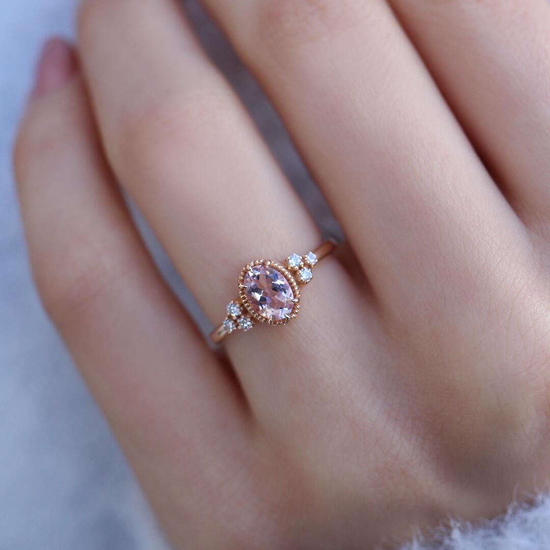 Vintage Tasarım Morganite & Pırlanta Yüzük - İnza Pırlanta