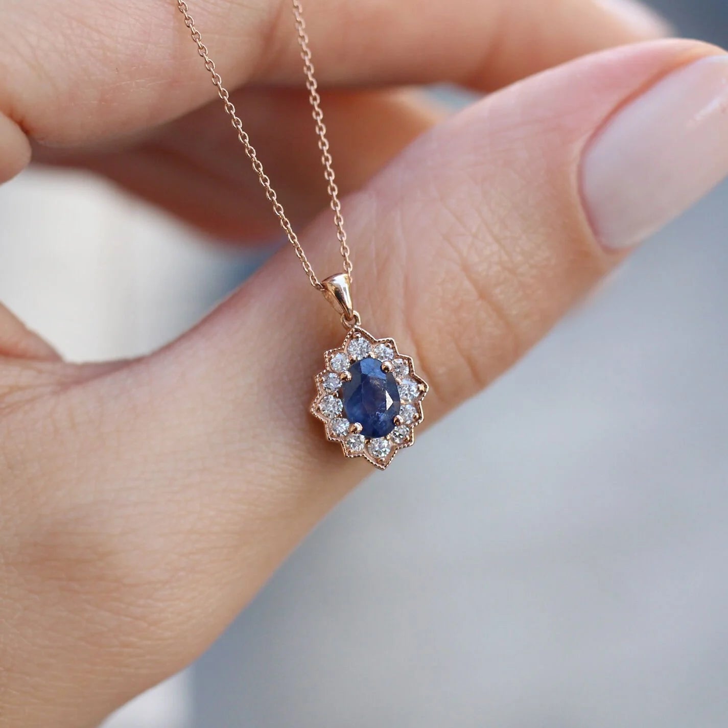 Vintage Venice Pırlanta & Safir Kolye - İnza Pırlanta