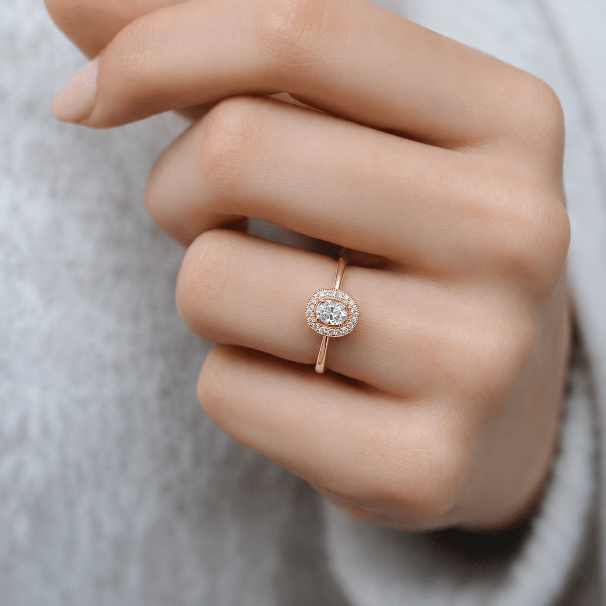 0.40 Karat Vintage Oval Tasarım Pırlanta Yüzük - İnza Pırlanta