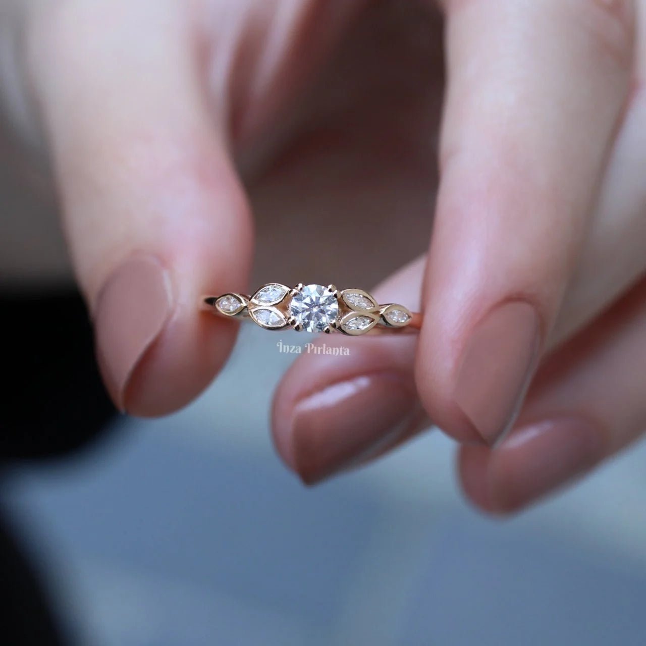 0.40 Karat Vintage Tasarım Markiz Pırlanta Yüzük - İnza Pırlanta