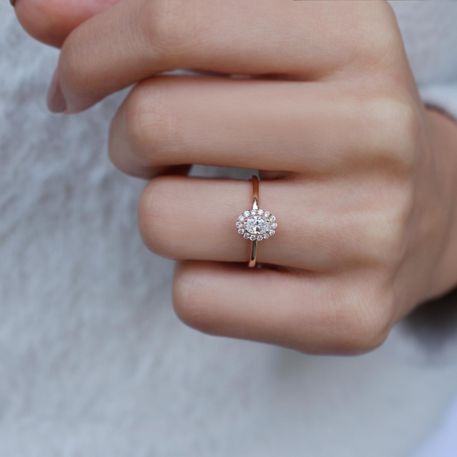 0.40 Karat Vintage Tasarım Oval Pırlanta Yüzük - İnza Pırlanta