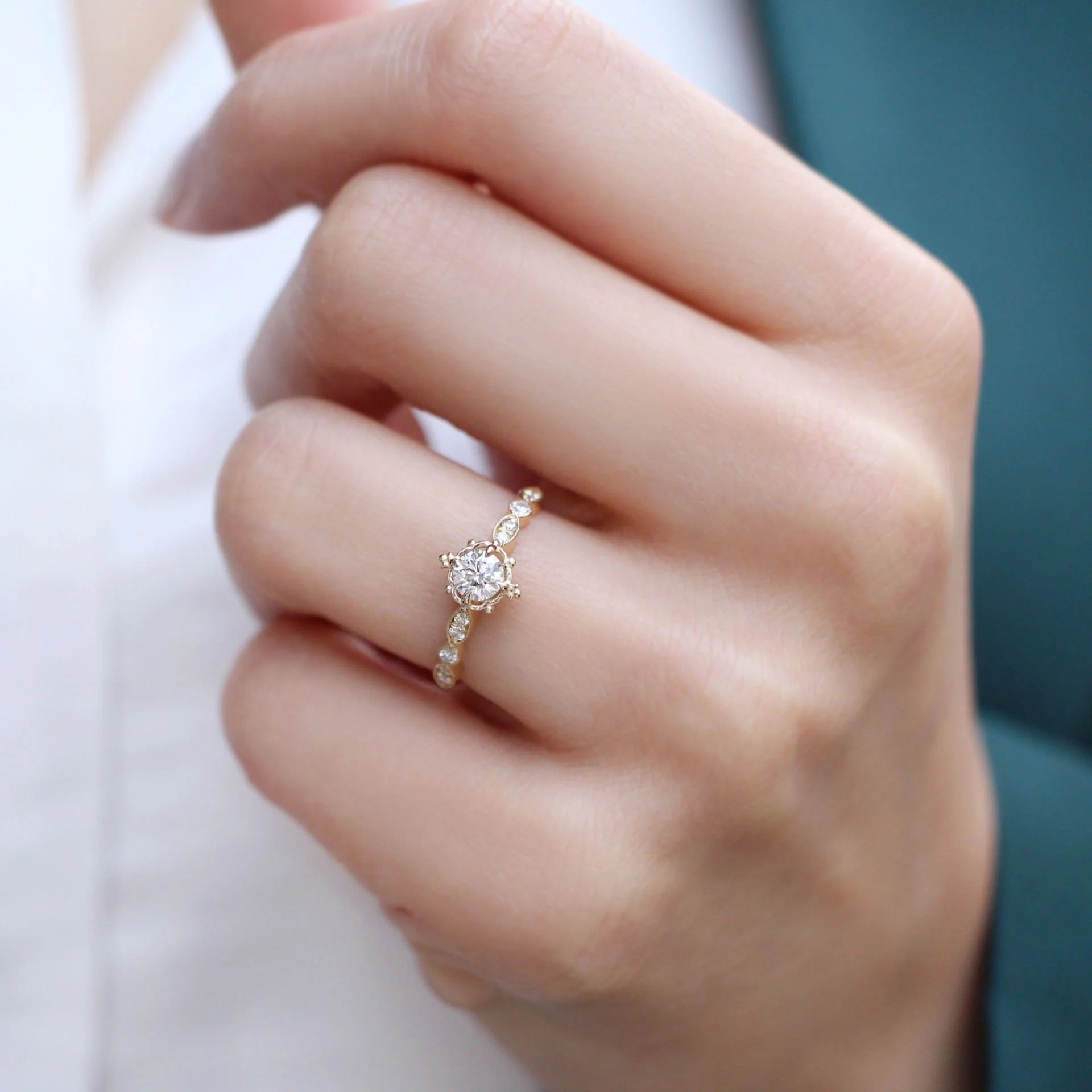 0.42 Karat Vintage Mila Özel Tasarım Pırlanta Yüzük - İnza Pırlanta