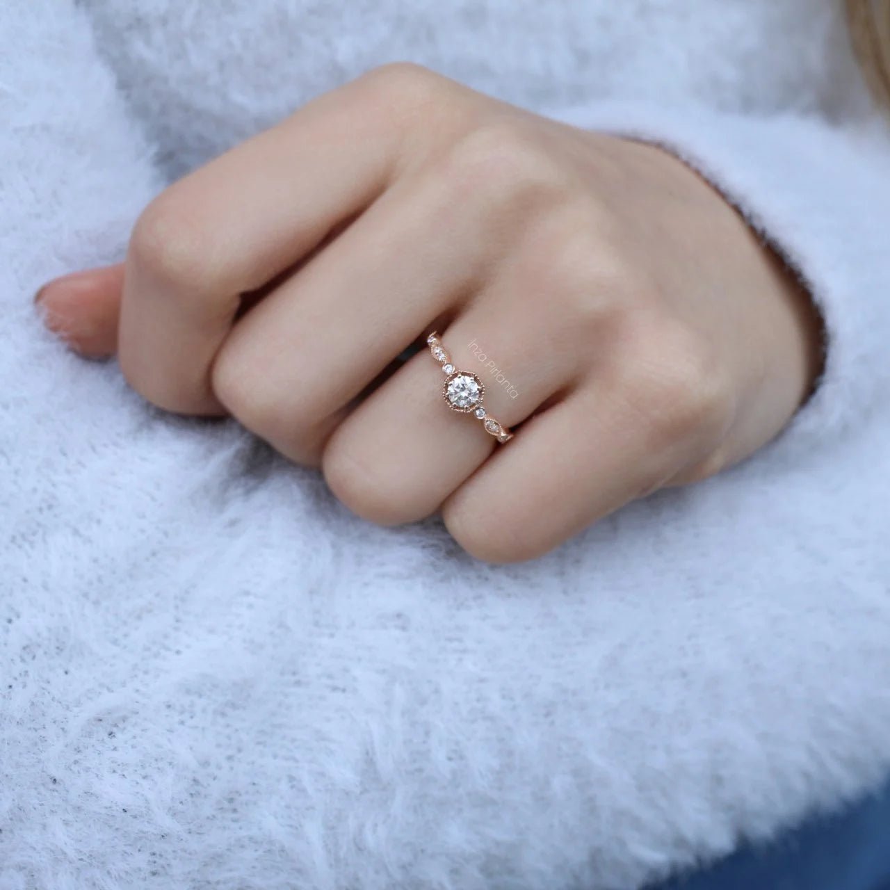 0.42 Karat Vintage Sekizgen Pırlanta Yüzük - İnza Pırlanta