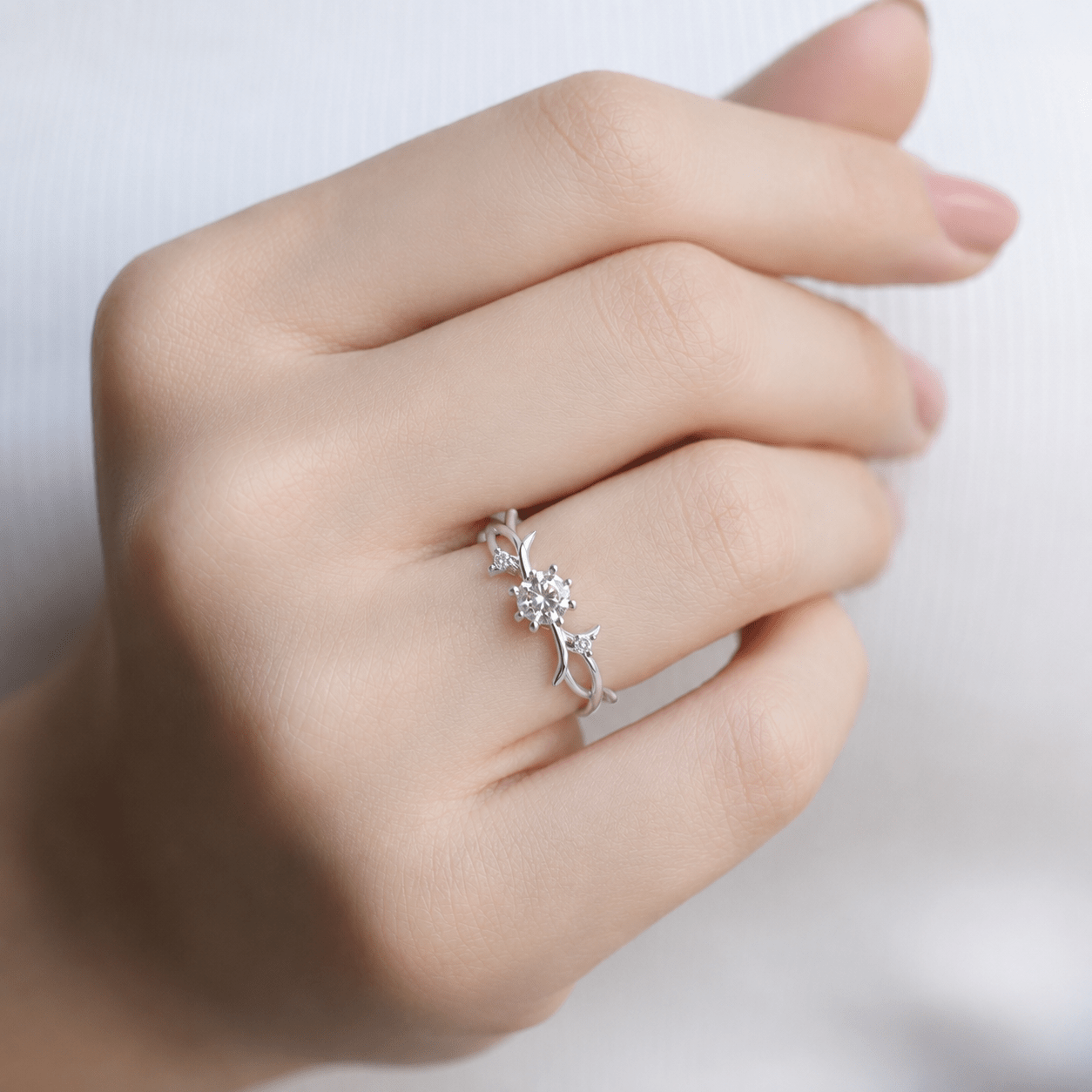 0.42 Karat Vintage Tasarım Pırlanta Dal Tektaş Yüzük - İnza Pırlanta
