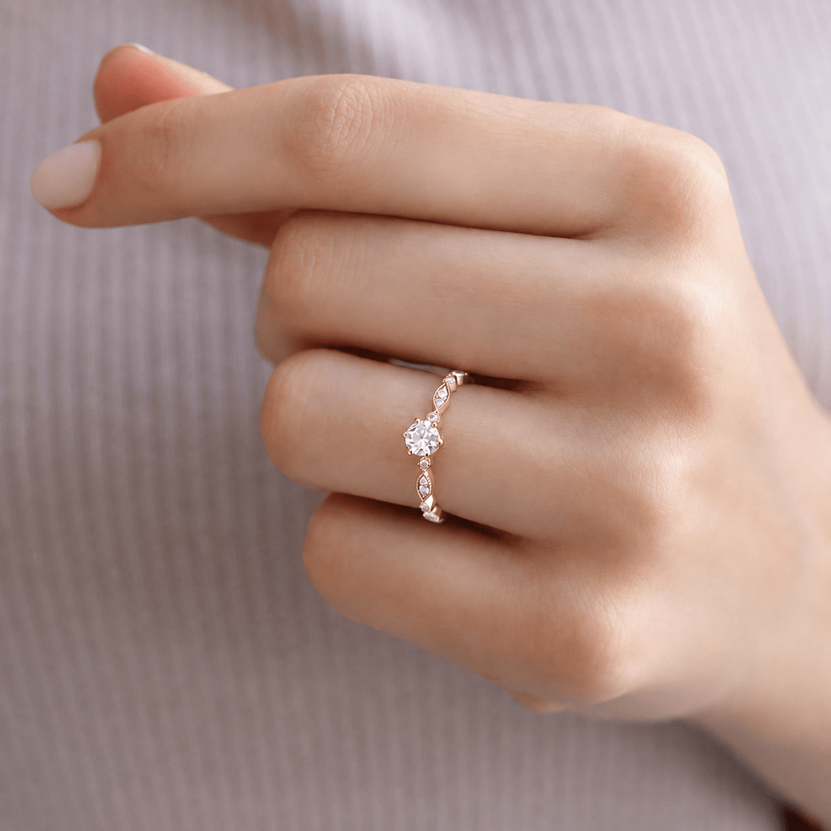 0.42 Karat Vintage Tasarım Tektaş Pırlanta Yüzük - İnza Pırlanta