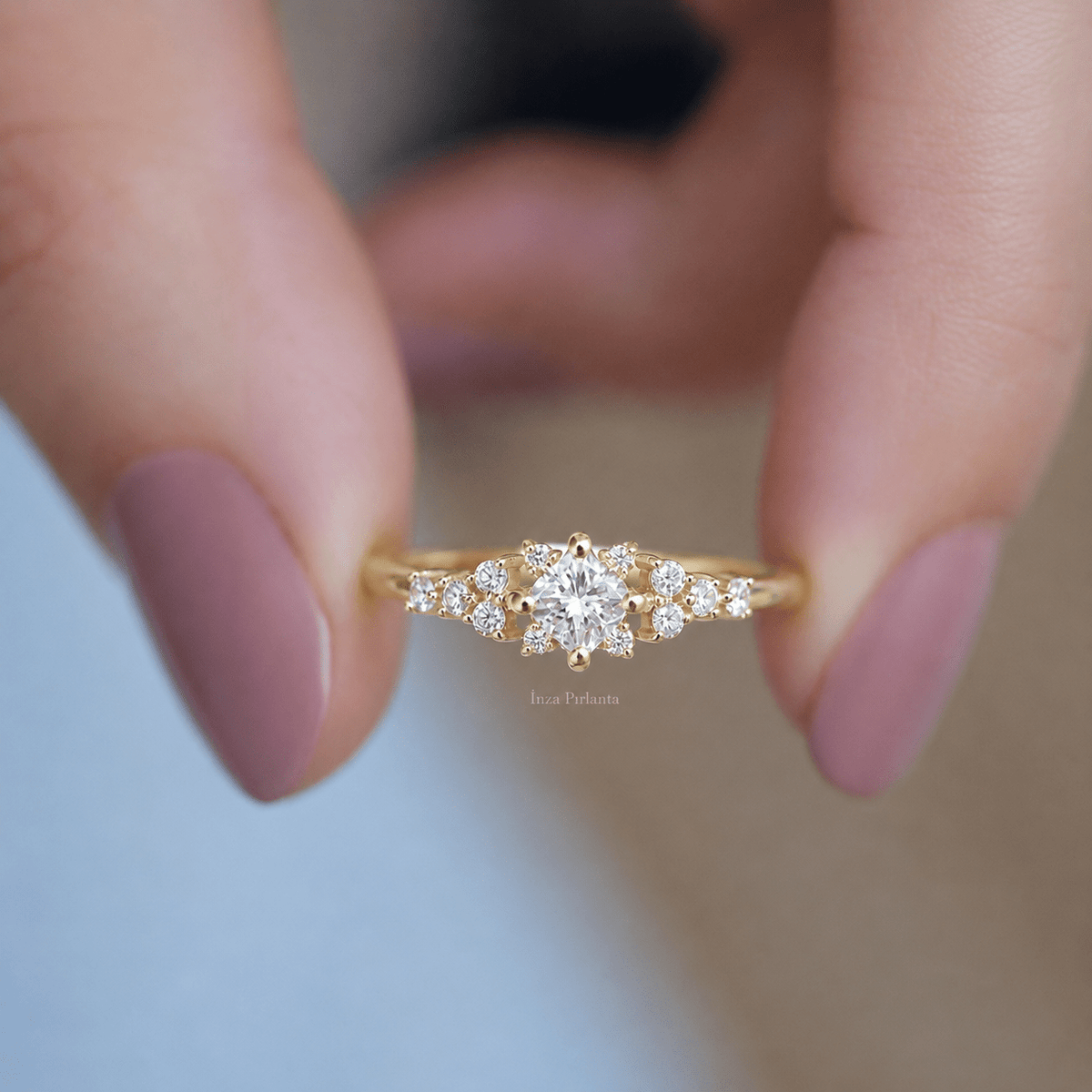 0.50 Karat Vintage Pırlanta Prenses Yüzük - İnza Pırlanta