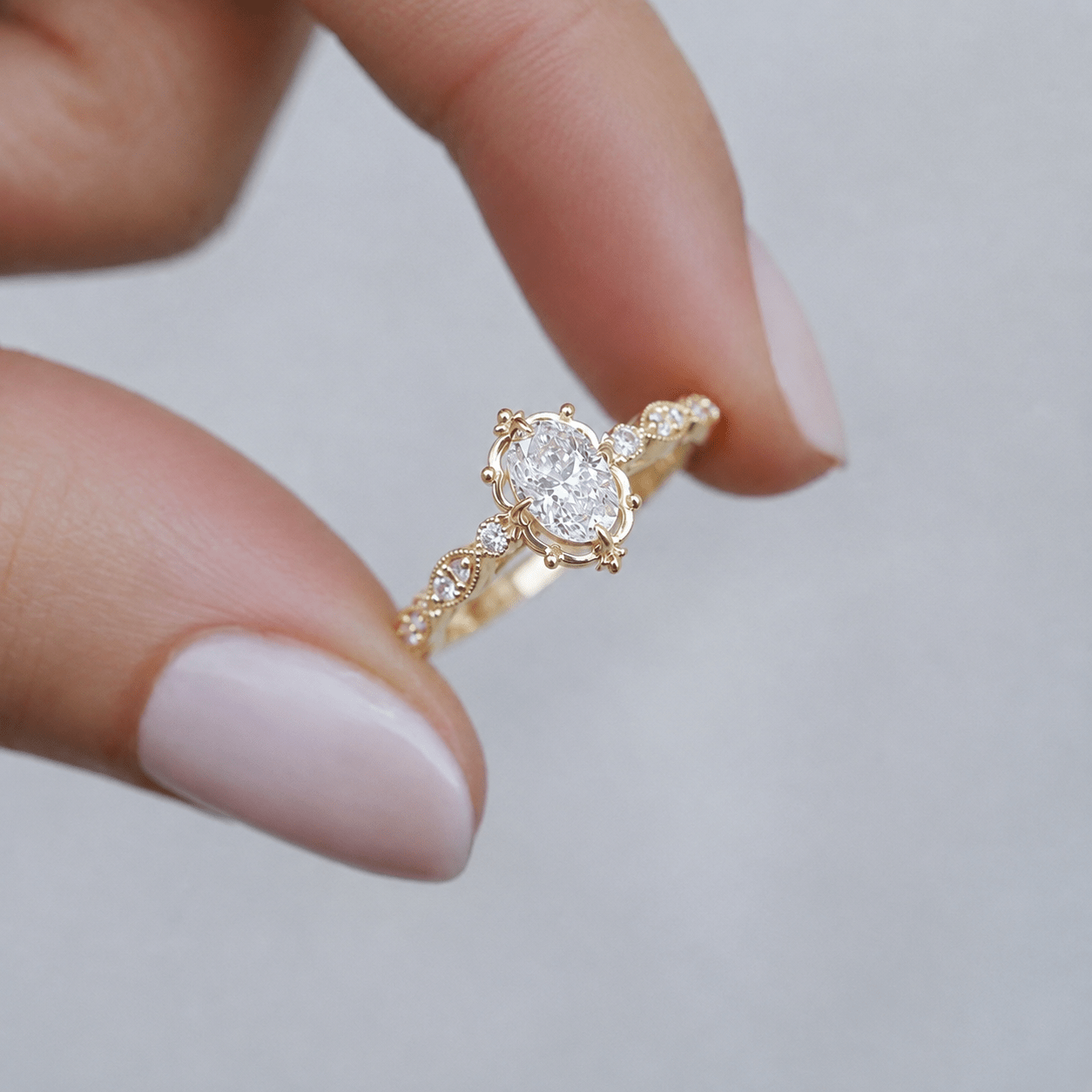 0.55 Karat H SI2 HRD Sertifikalı Vintage Tasarım Aria Pırlanta Yüzük - İnza Pırlanta