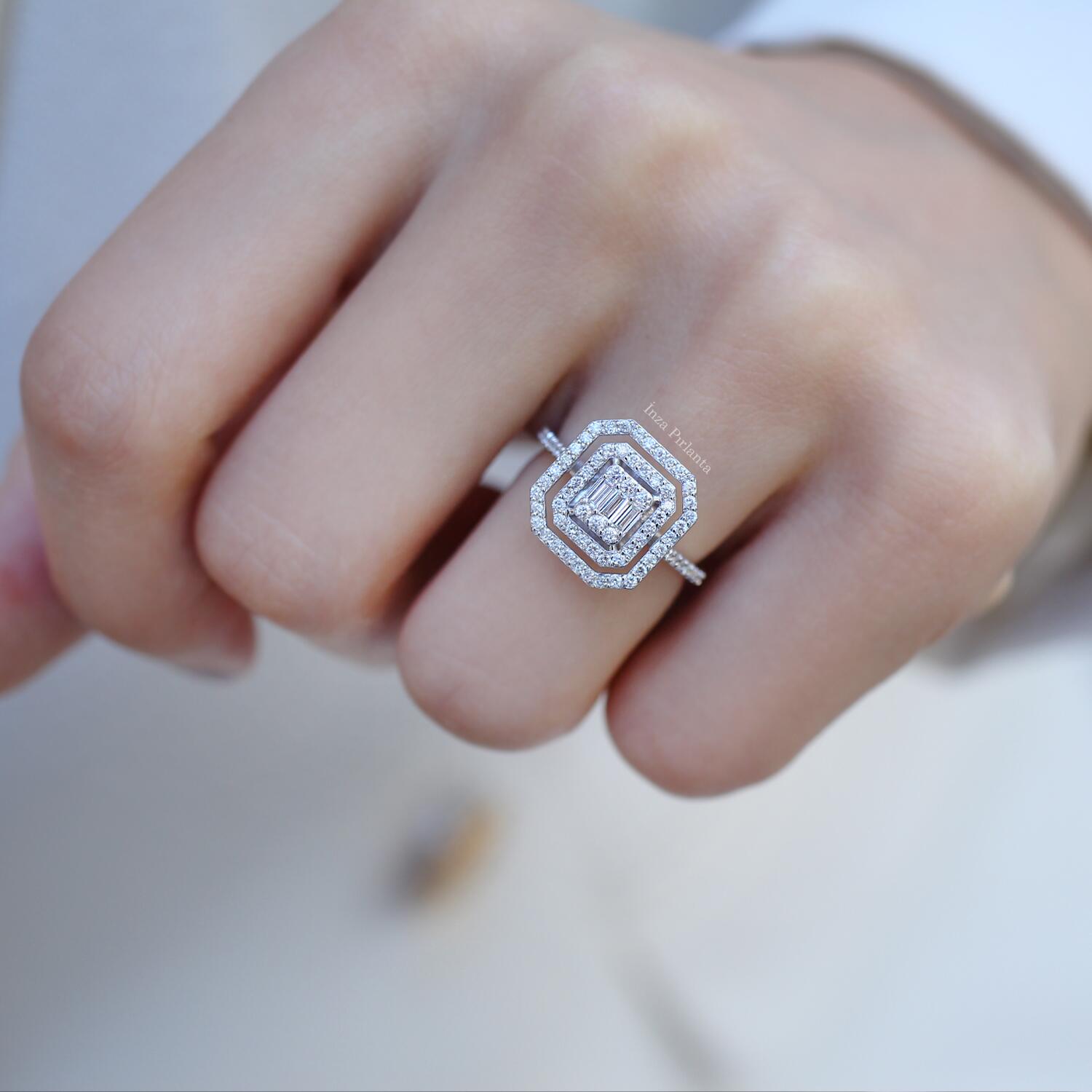 0.60 Karat Pırlanta Baget Yüzük - İnza Pırlanta