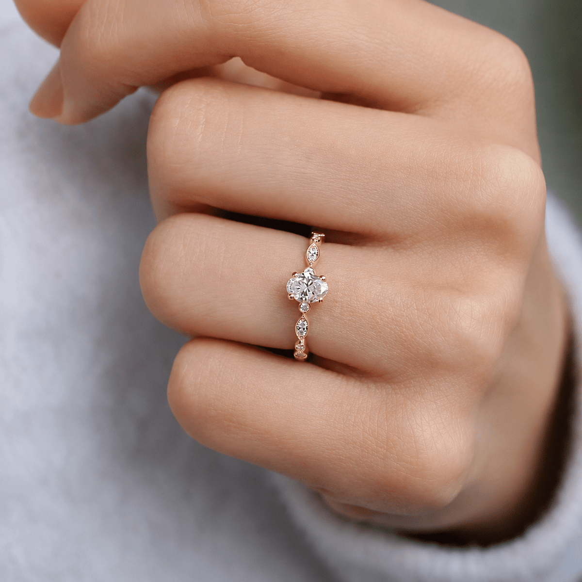 0.72 Karat Vintage Oval Pırlanta Tektaş Yüzük - İnza Pırlanta