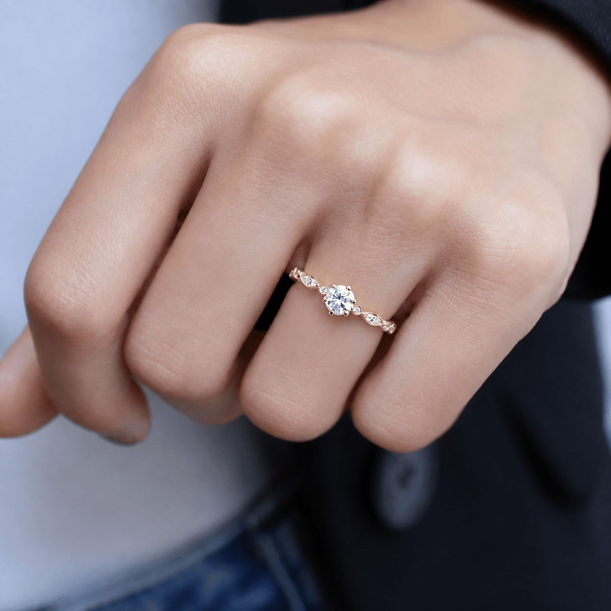 0.72 Karat Vintage Tasarım Pırlanta Tektaş Yüzük - İnza Pırlanta