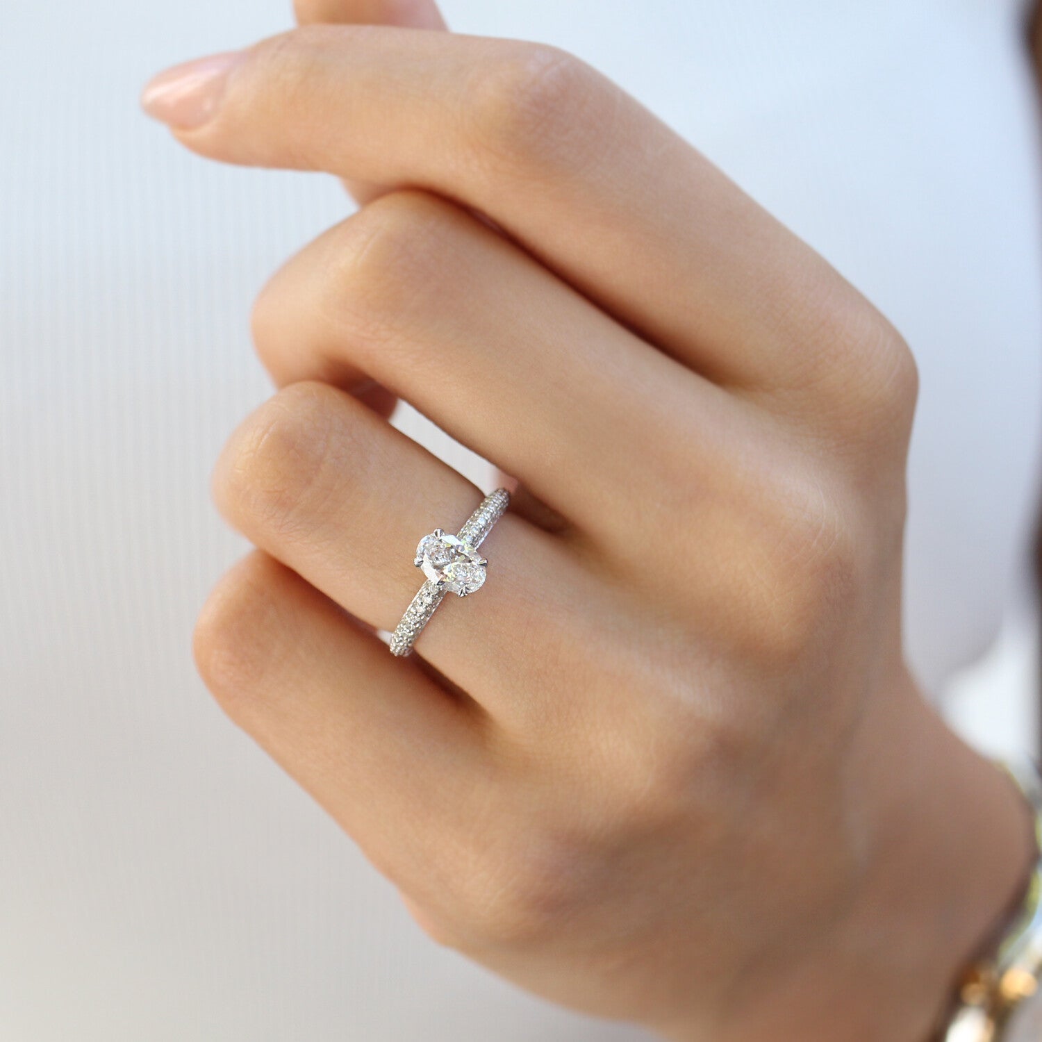 1.10 Karat F SI2 GIA Sertifikalı Özel Tasarım Oval Pırlanta Yüzük - İnza Pırlanta