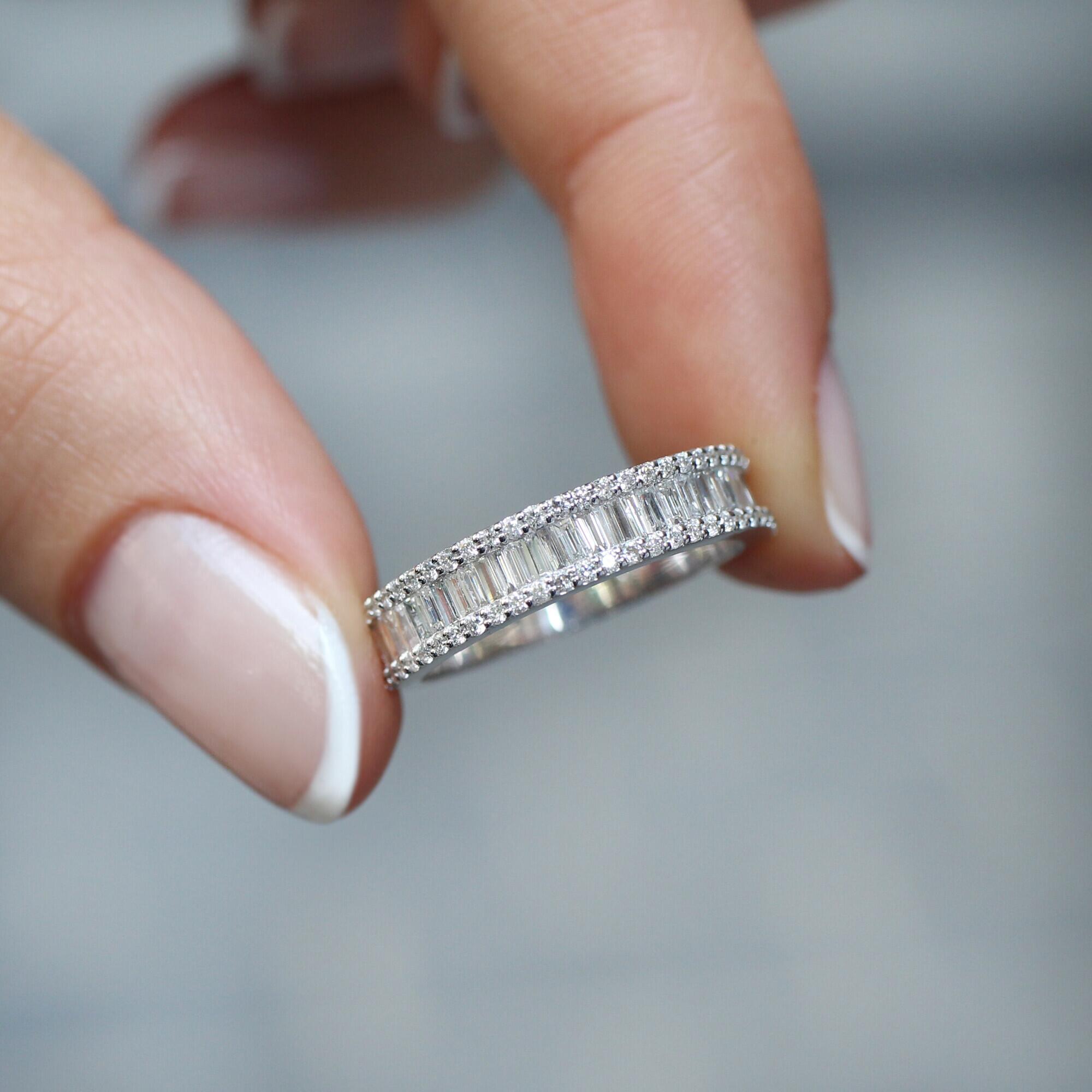 1.50 Karat Pırlanta Yarımtur Baget Yüzük - İnza Pırlanta