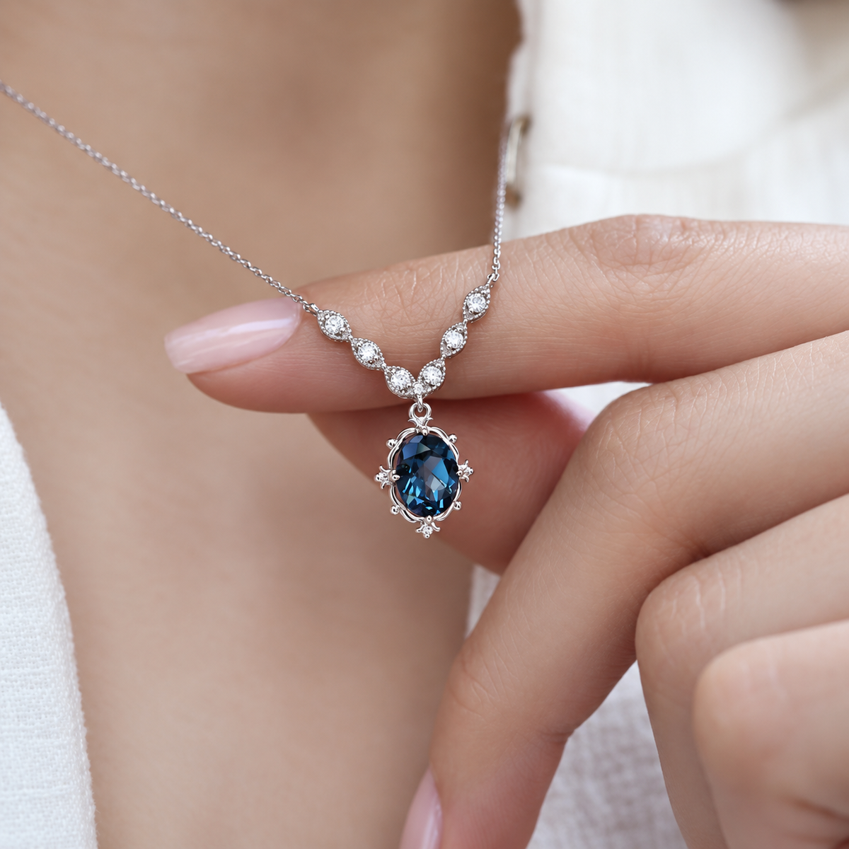 Vintage Aria Pırlanta & London Blue Kolye