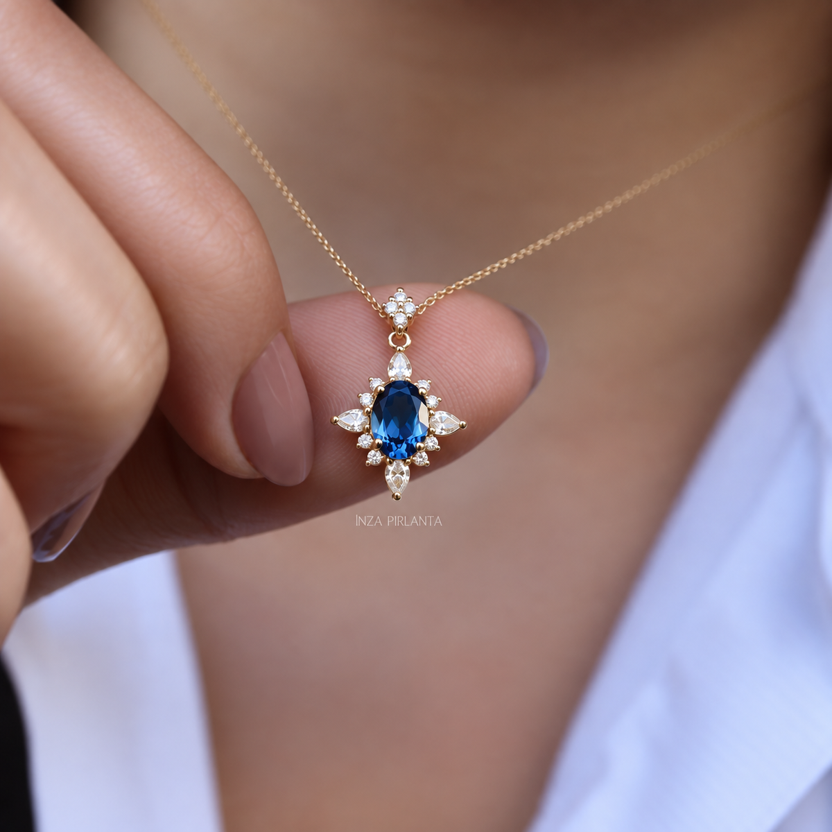 Selius London Blue & Pırlanta Kolye