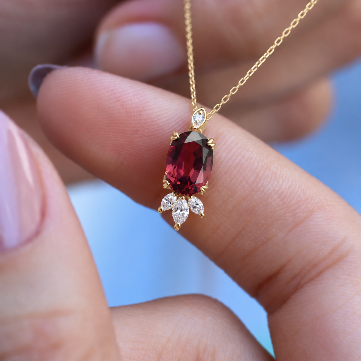 Vintage Lotus Pembe Turmalin & Pırlanta Kolye